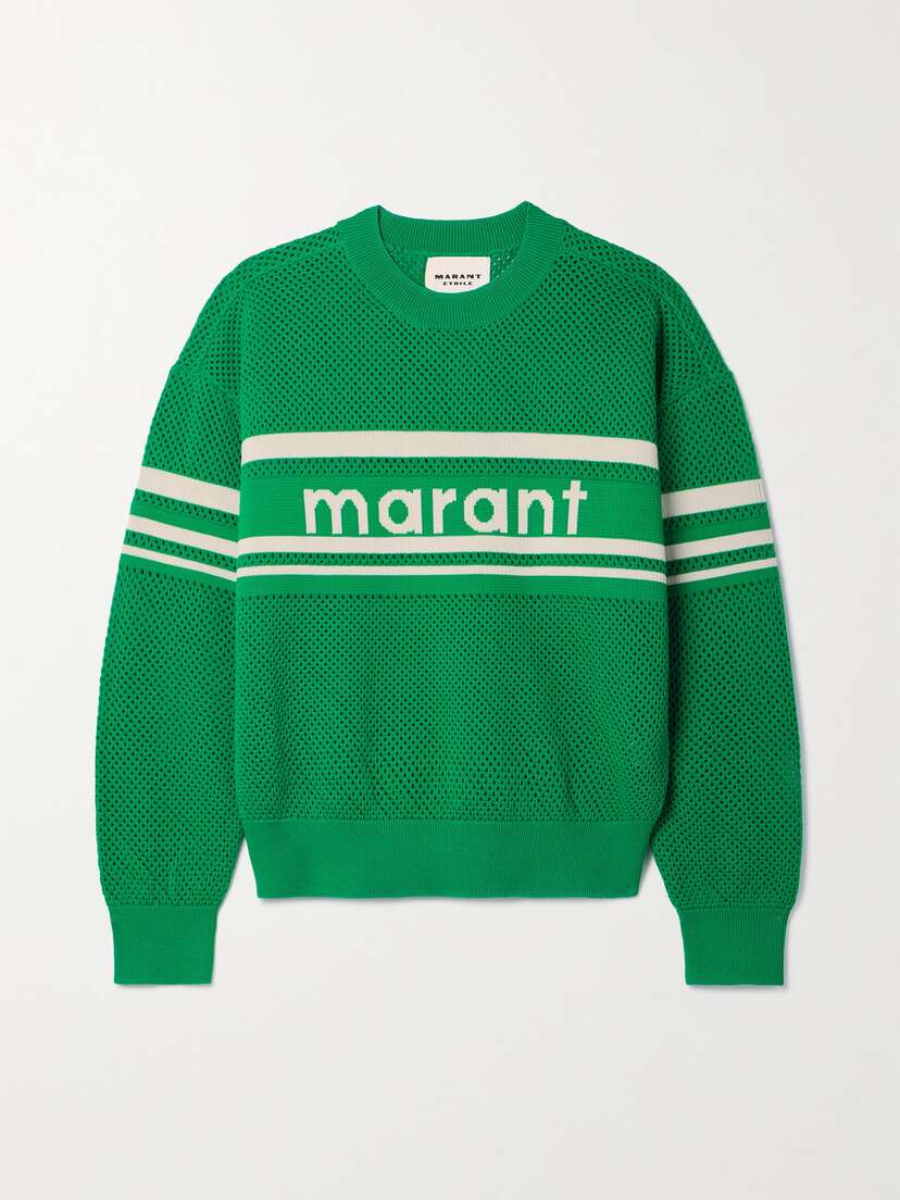 Marant Étoile Arwen Striped Intarsia Open-knit Sweater