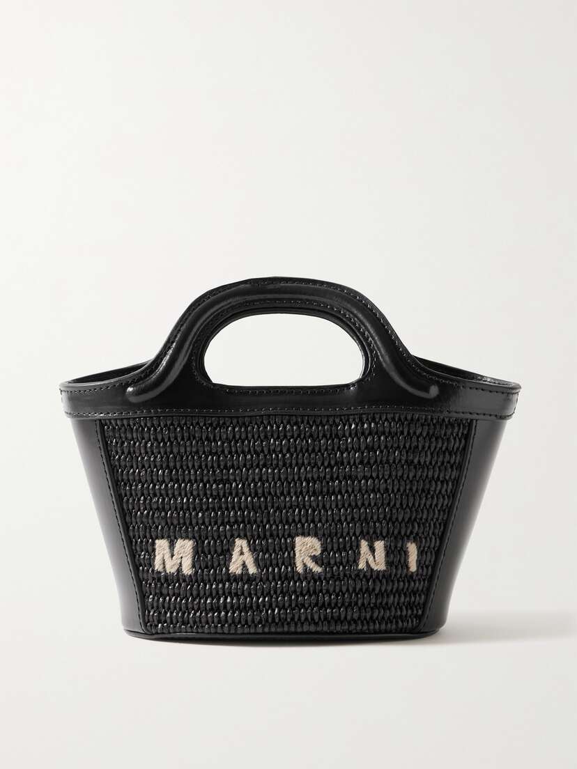 Marni Tropicalia Micro Leather And Embroidered Faux Raffia Tote