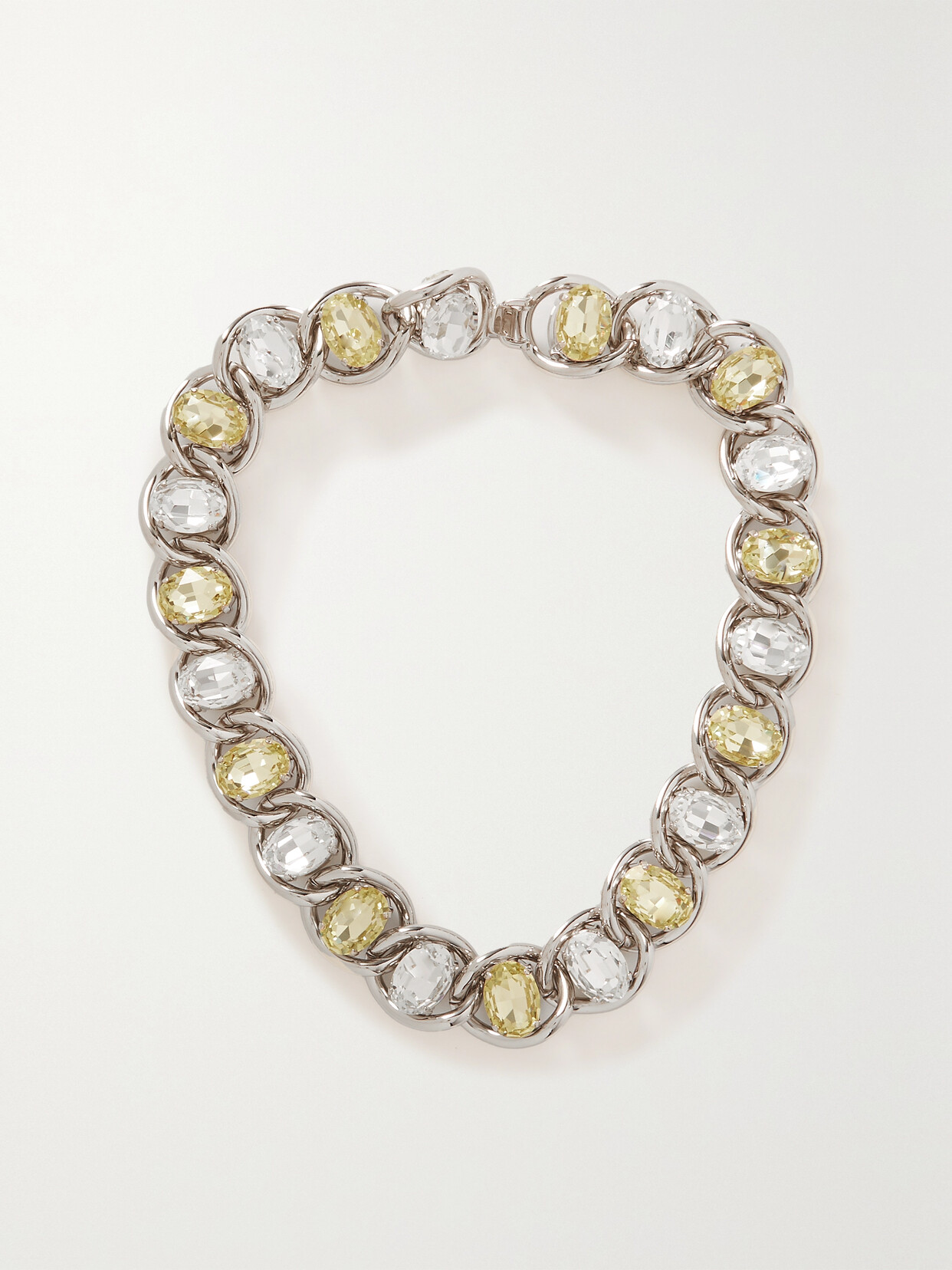 Marni Crystal-embellished Chain Necklace In Silver