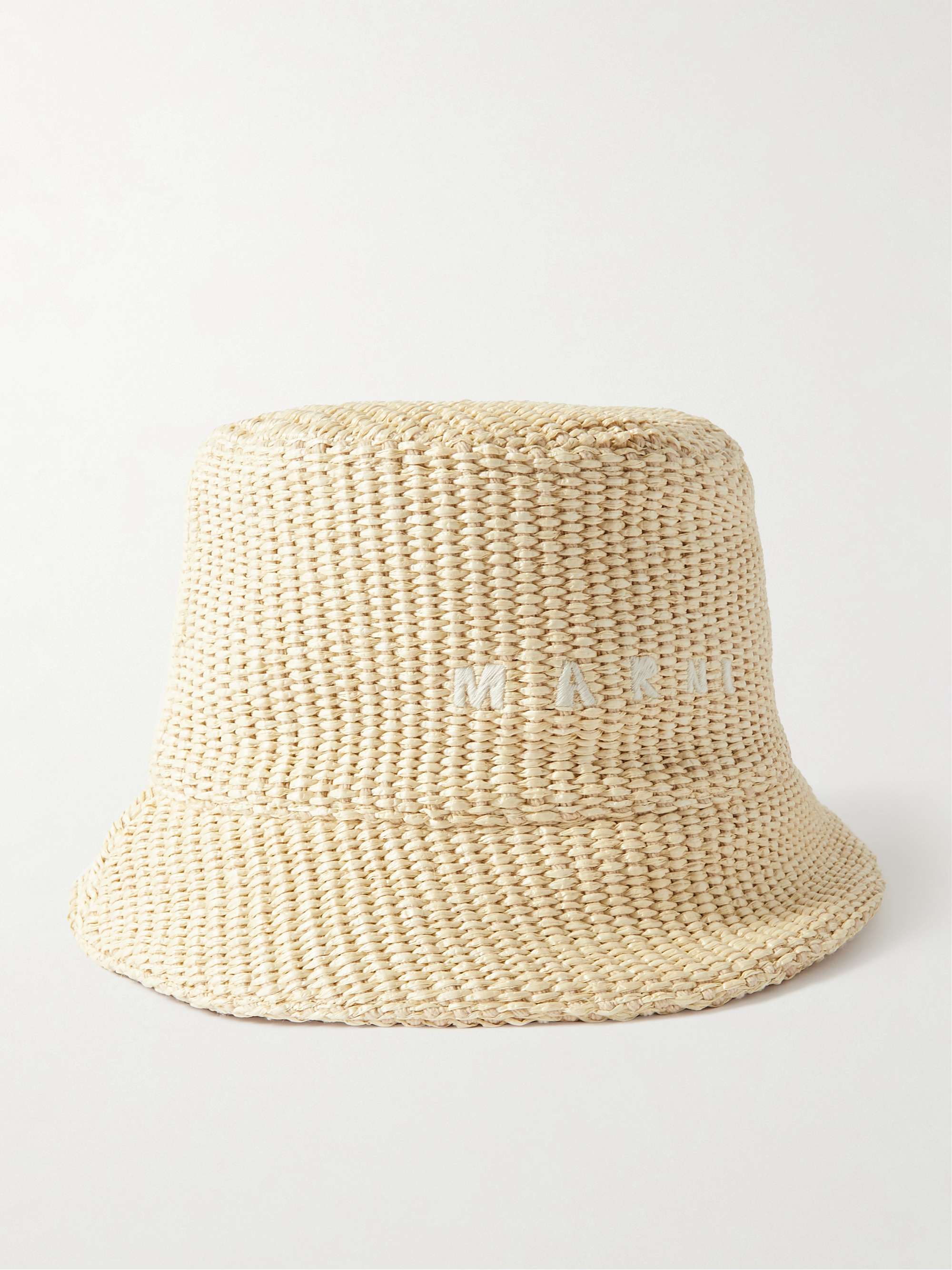 MARNI Embroidered faux raffia bucket hat | NET-A-PORTER