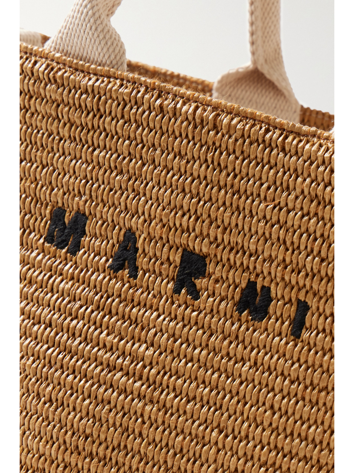 Marni Basket Small Canvas-trimmed Embroidered Faux Raffia Tote In Neutrals