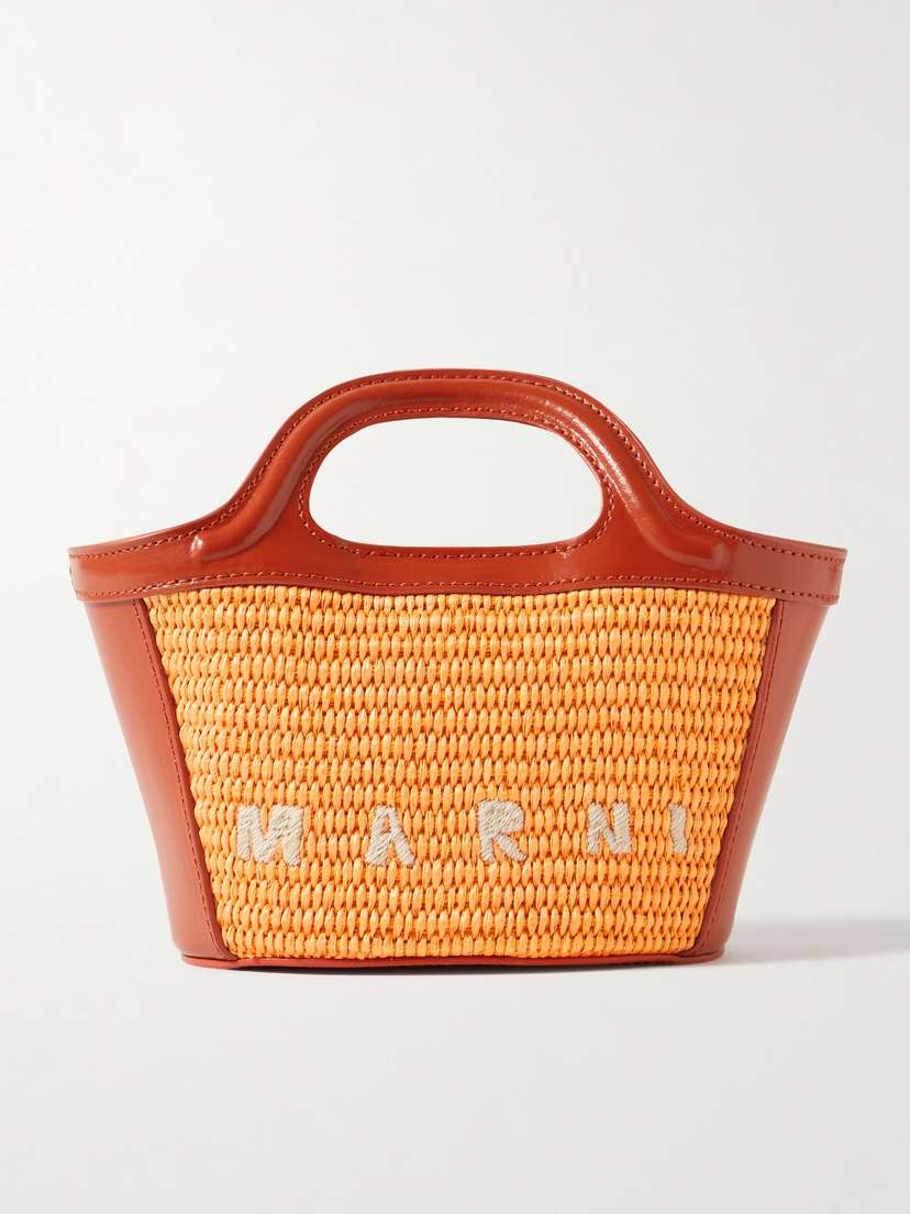 Marni Tropicalia Micro Leather-trimmed Embroidered Faux Raffia Tote