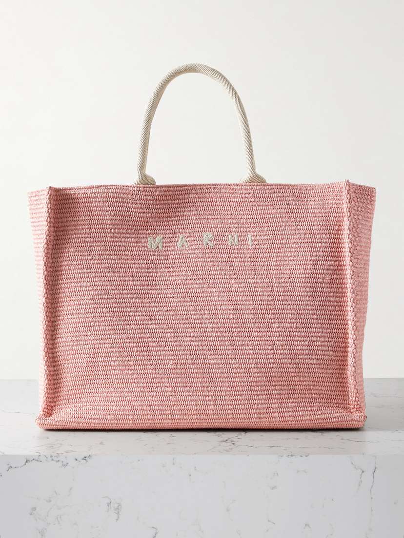 Marni Basket Large Canvas-trimmed Embroidered Faux Raffia Tote -  - One size