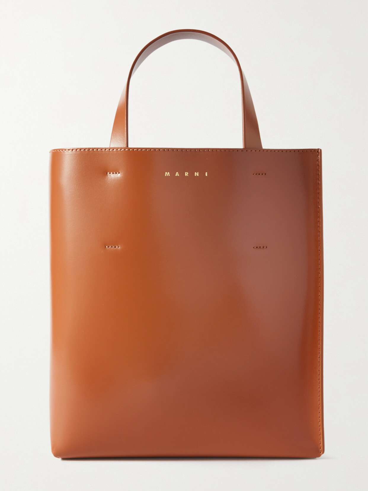 Marni Museo Small Leather Tote In Brown