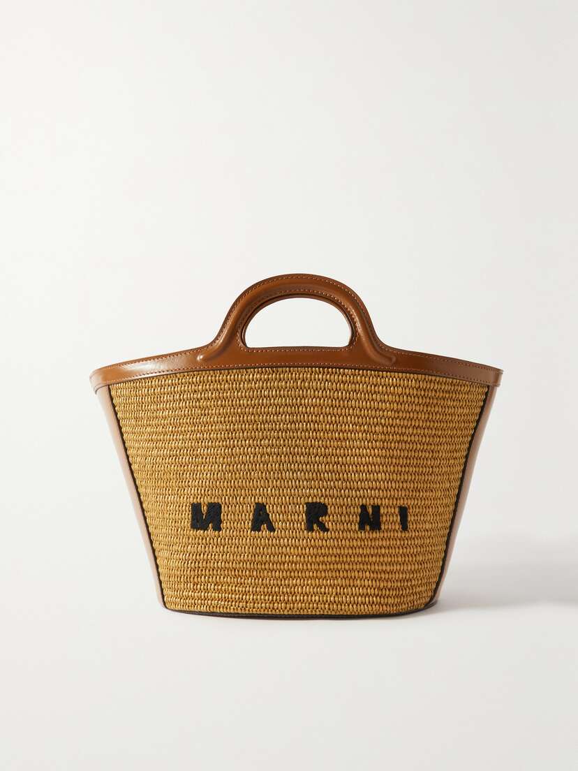 Marni Tropicalia Small Leather And Embroidered Faux Raffia Tote