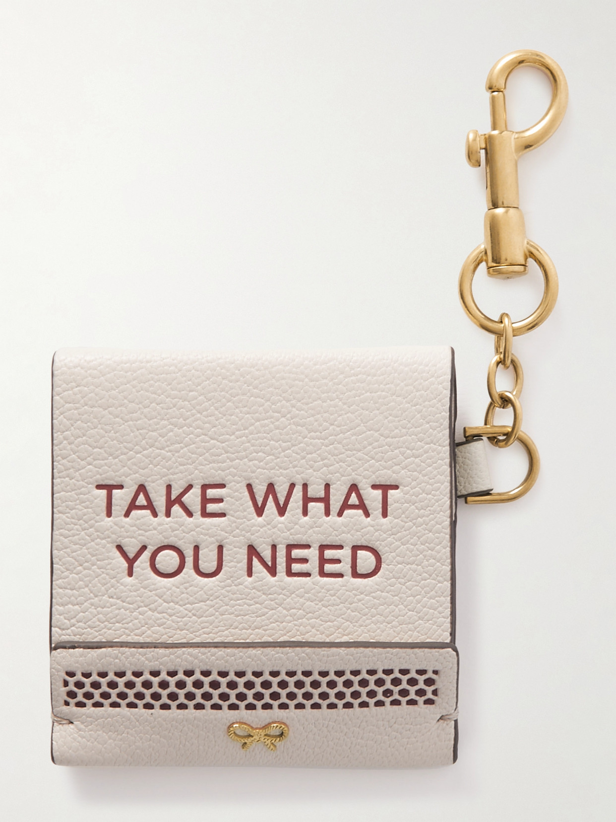 Anya Hindmarch Match Book Embossed Textured-leather Keyring In Off-white