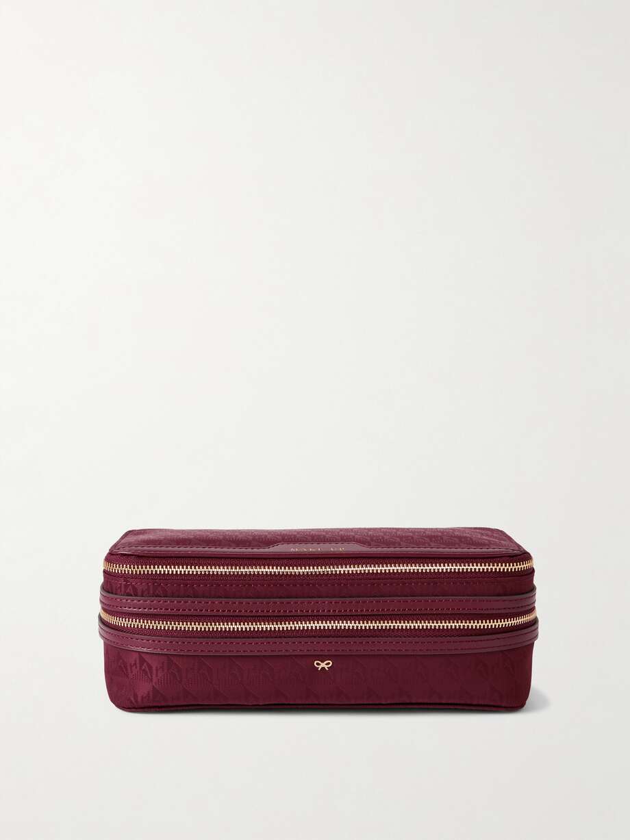 ANYA HINDMARCH Make-Up 皮革边饰再生品牌标志提花尼龙化妆包 | NET-A-PORTER
