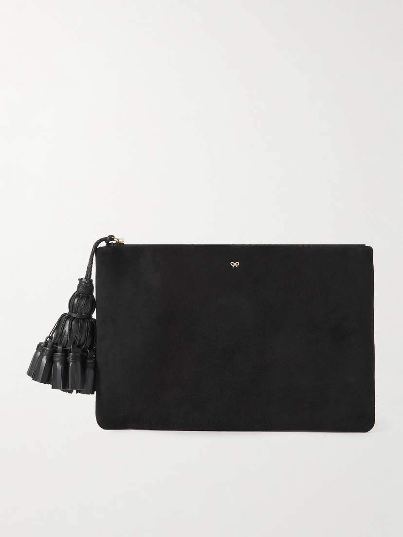 Anya Hindmarch Georgiana Tasseled Suede Clutch