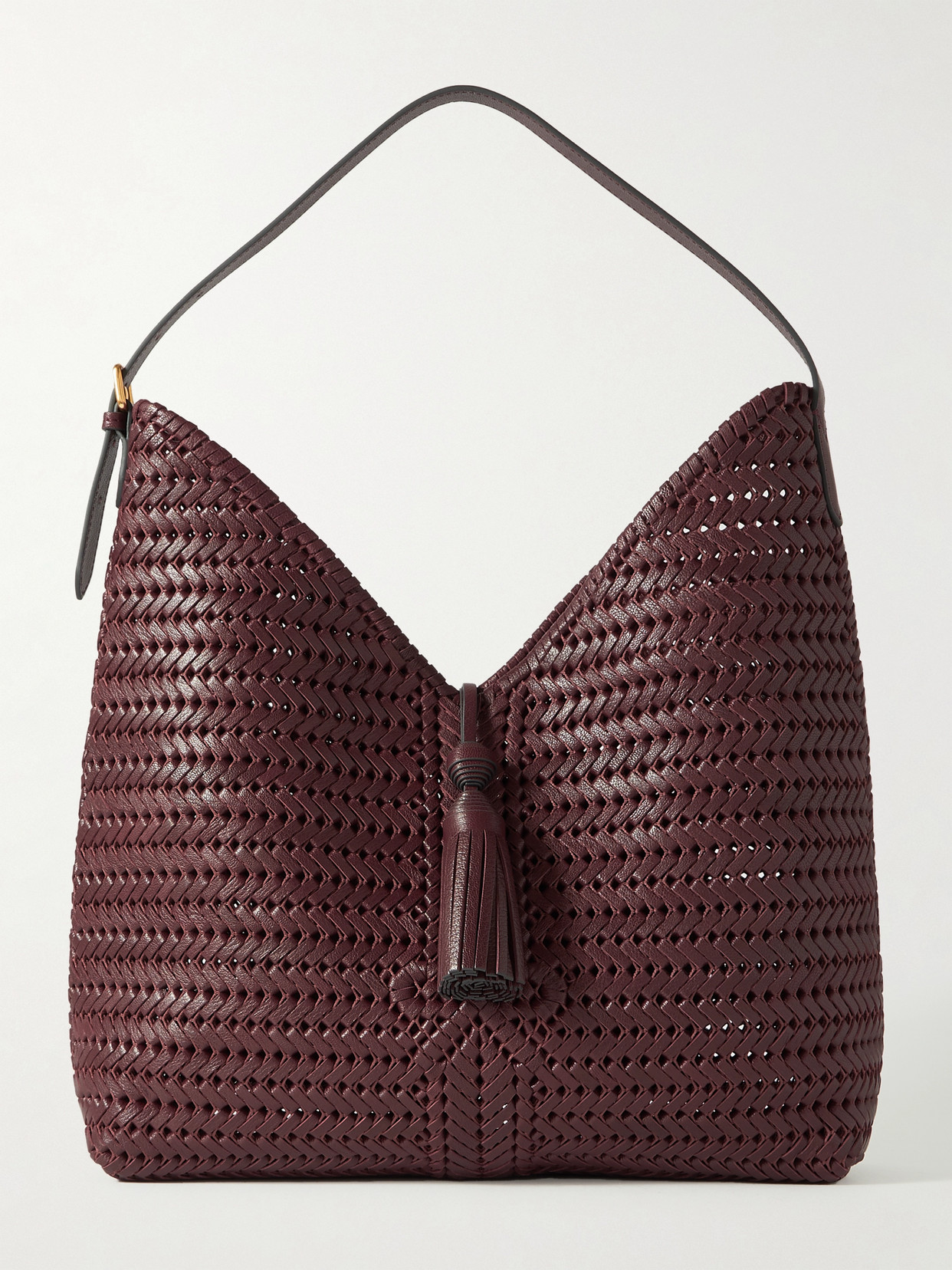 Anya Hindmarch - The Neeson Tasseled Woven Leather Tote - Brown