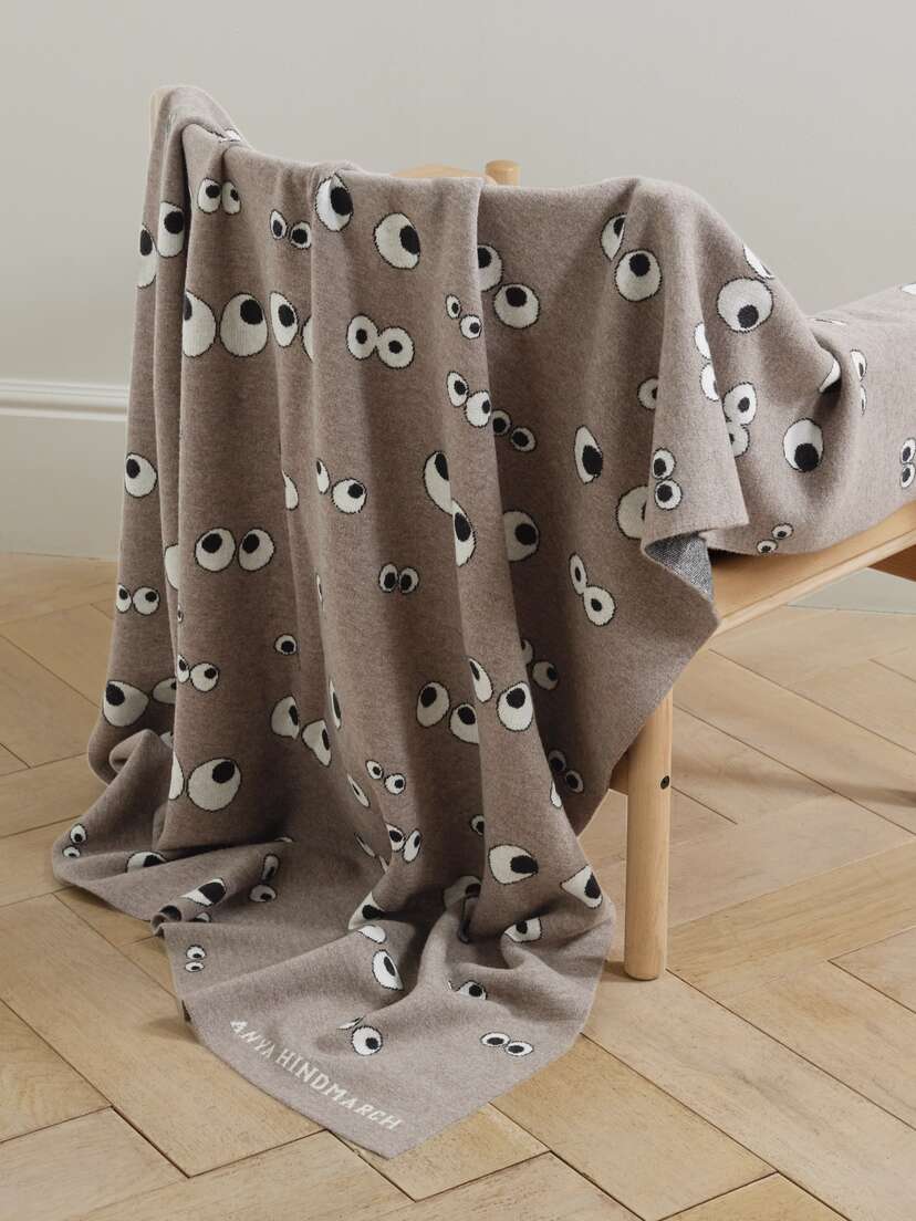 Anya Hindmarch All Over Eyes Intarsia Wool Blanket