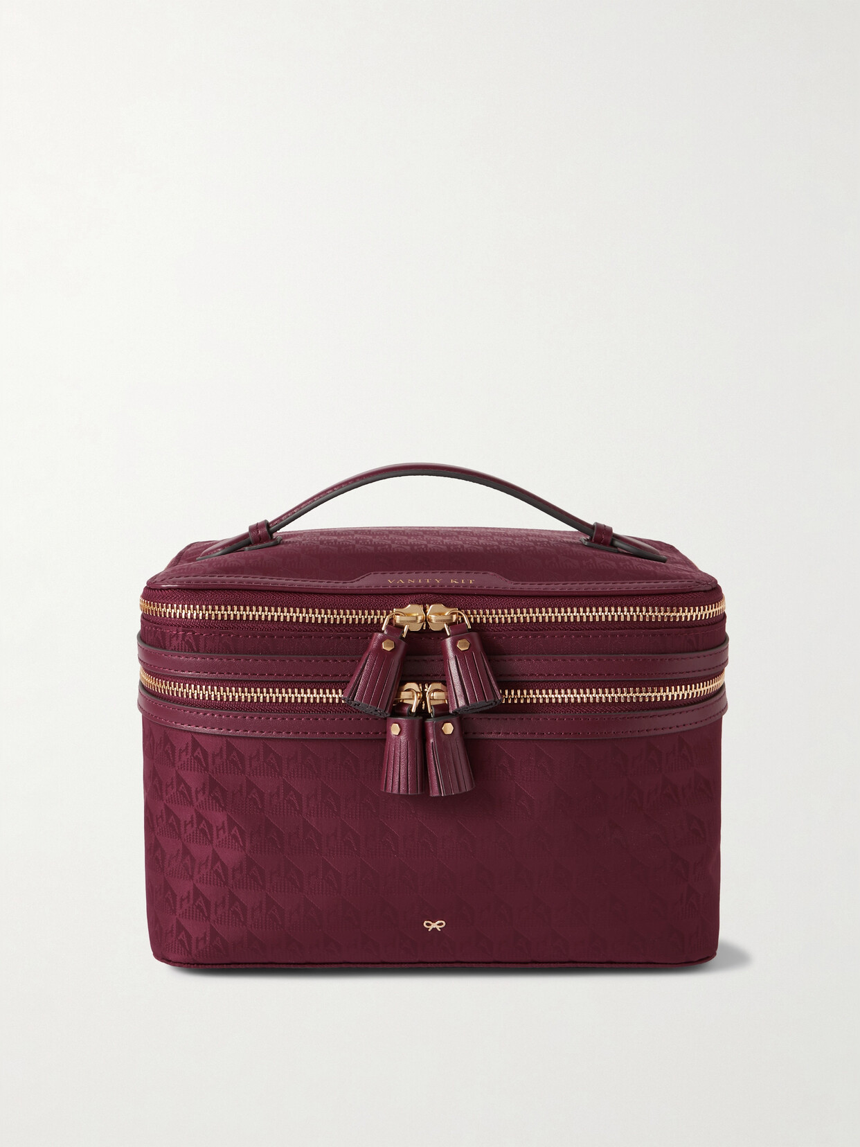 Anya Hindmarch Vanity Kit Small Leather-trimmed Econyl® Cosmetics Case In Red