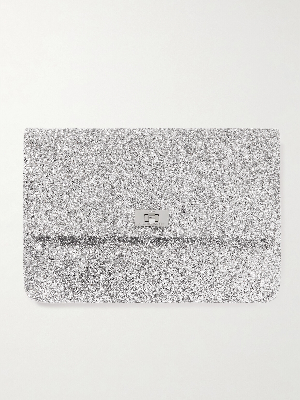 Anya Hindmarch - Valorie Glittered Leather Clutch - Silver