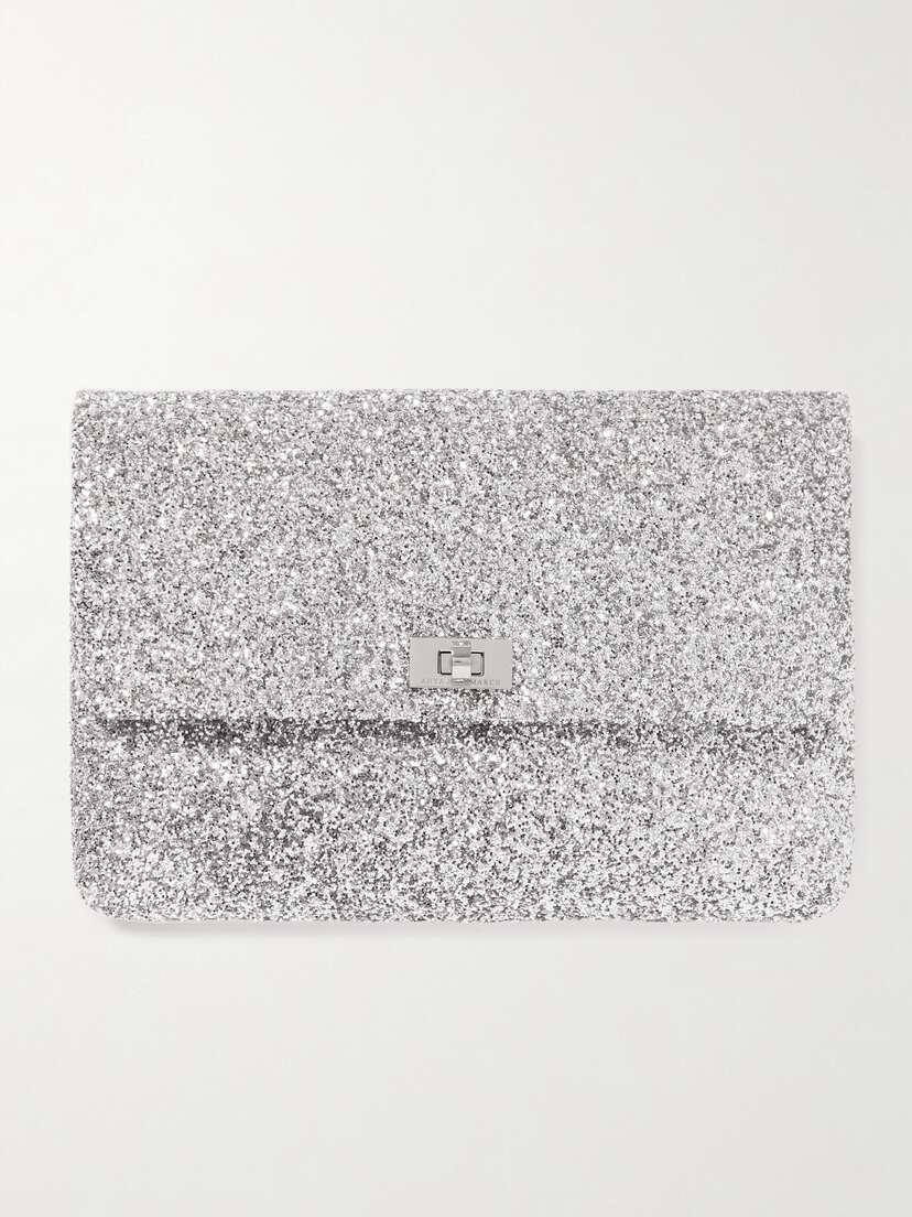 Anya Hindmarch Valorie Glittered Leather Clutch