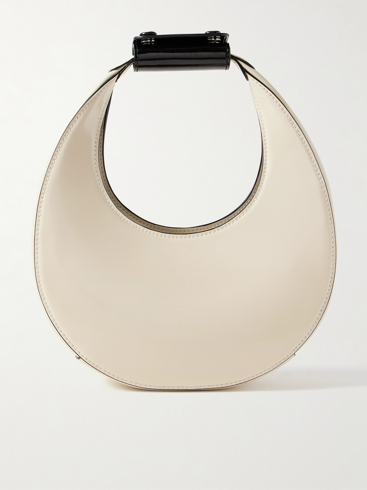 STAUD - Moon Mini Glossed-leather Shoulder Bag - Cream