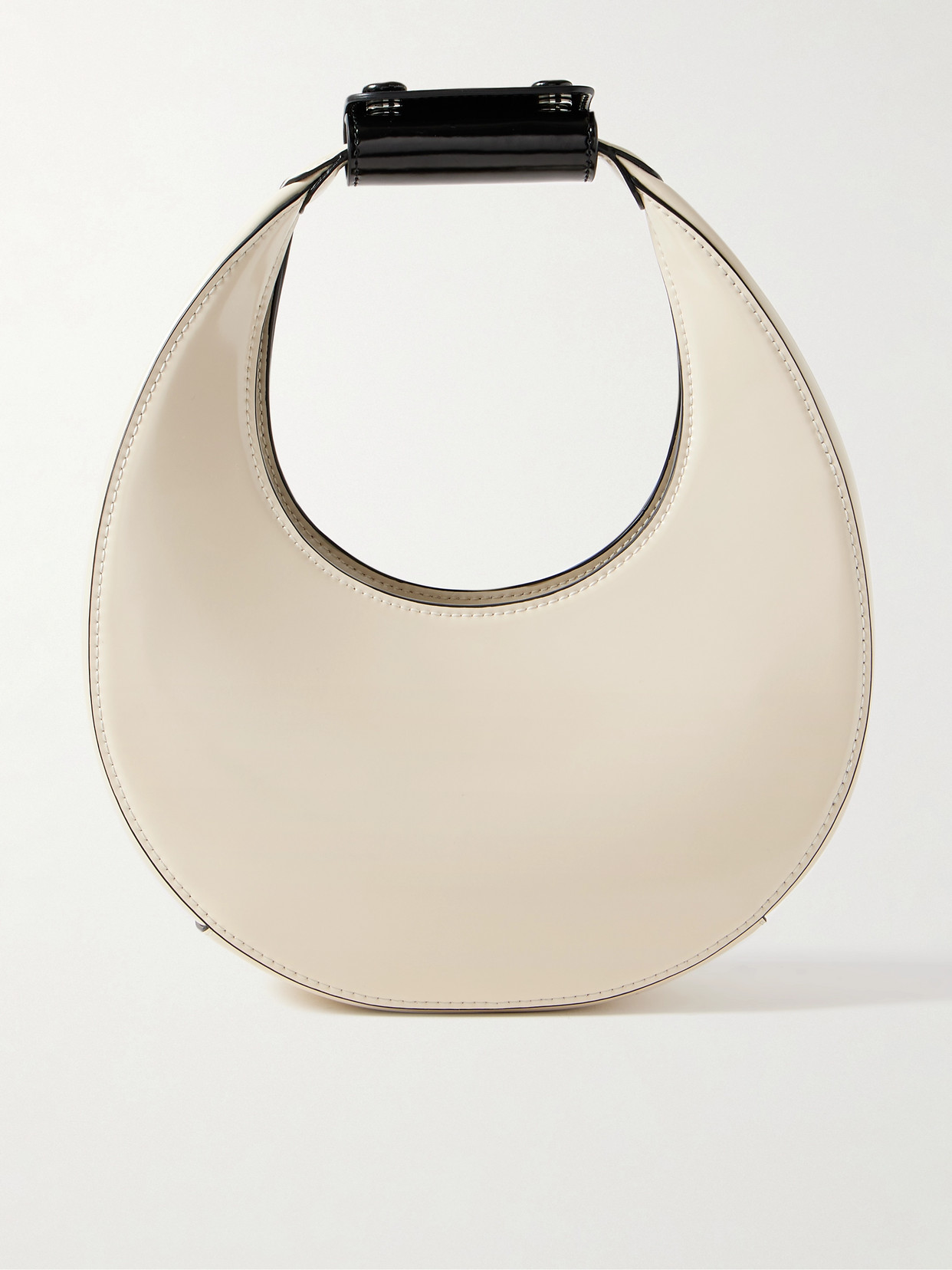 STAUD MOON MINI GLOSSED-LEATHER SHOULDER BAG