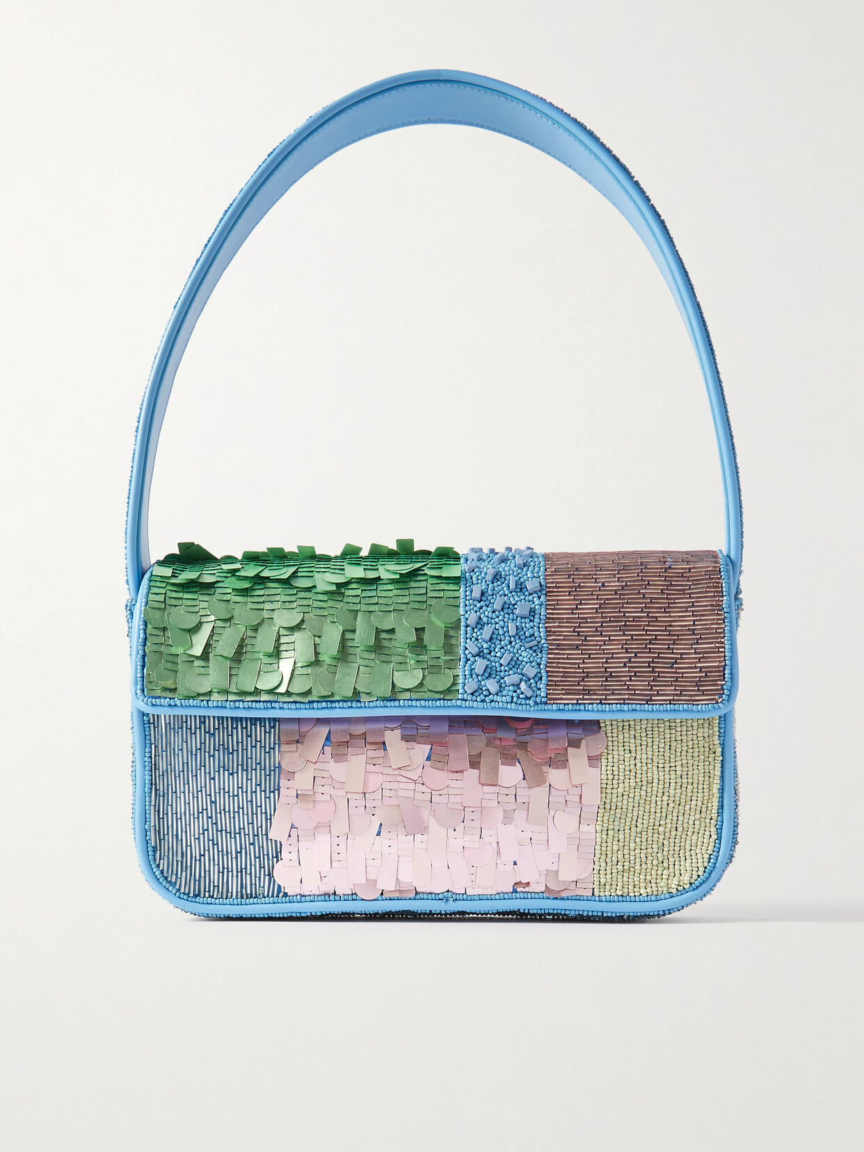 Staud Tommy Small Embellished Patchwork Shoulder Bag In Patchwork Sherbet