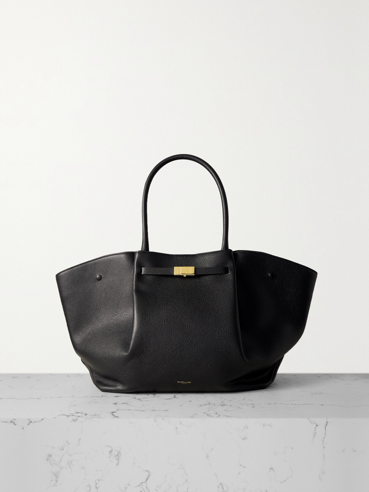 Demellier + Net Sustain New York Textured-leather Tote In Black