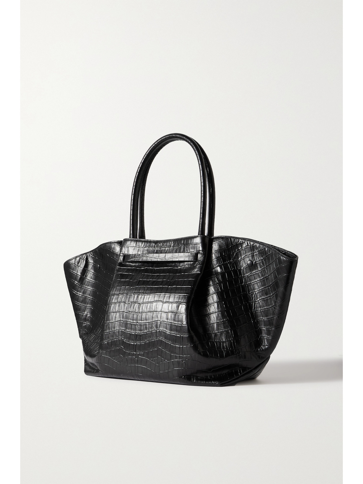 Demellier + Net Sustain New York Croc-effect Leather Tote In Black