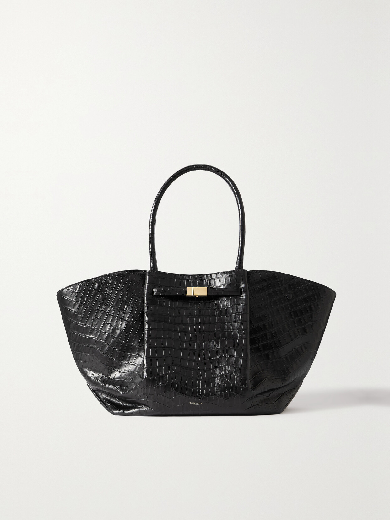 Demellier + Net Sustain New York Croc-effect Leather Tote In Black