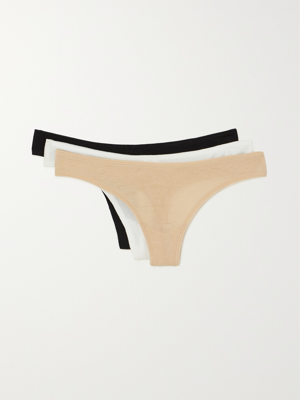 Skin - Set Of Three Organic Pima Cotton-jersey Thongs - Multi