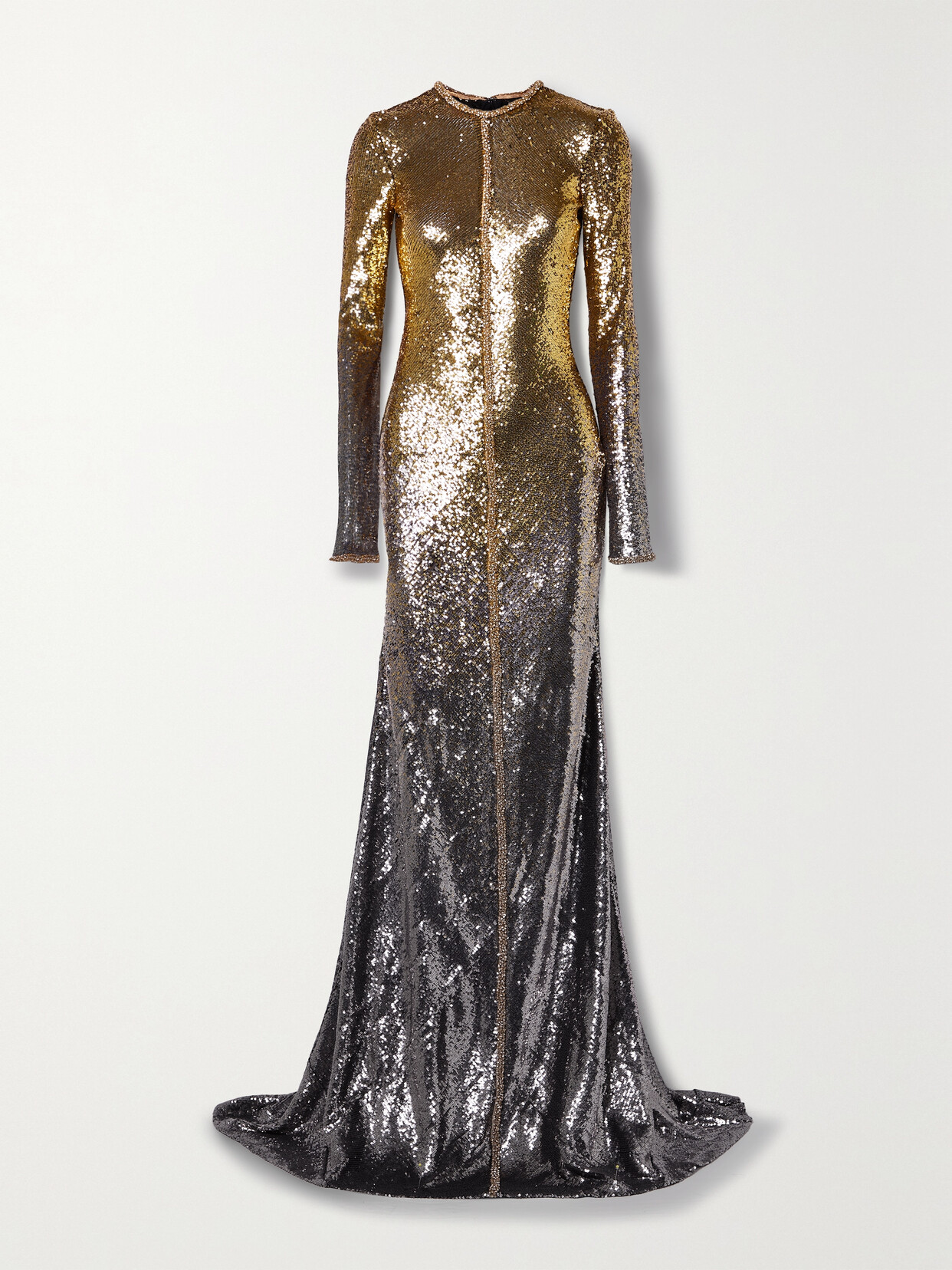 Naeem Khan - Ombré Embellished Sequined Stretch-tulle Gown - Gold