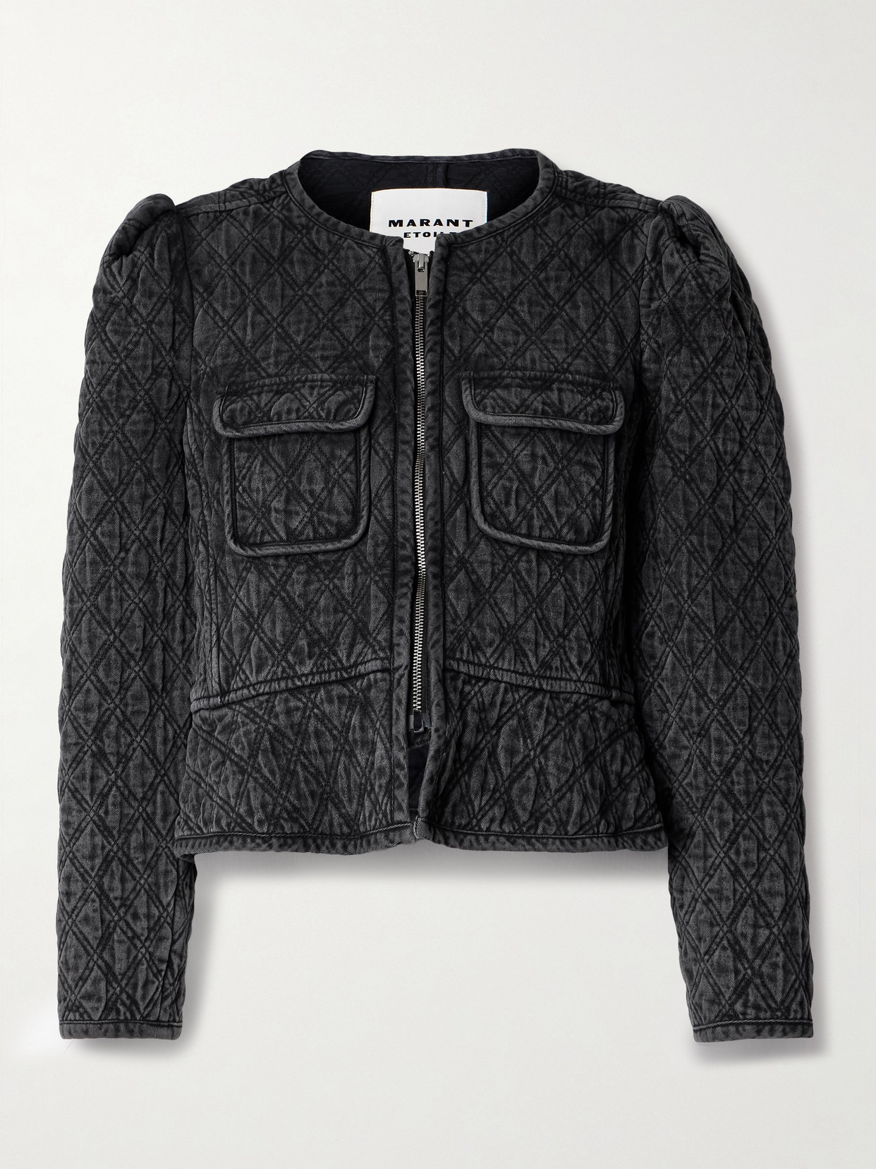 Shop Marant Etoile Deliona Quilted Cotton-canvas Jacket In Black