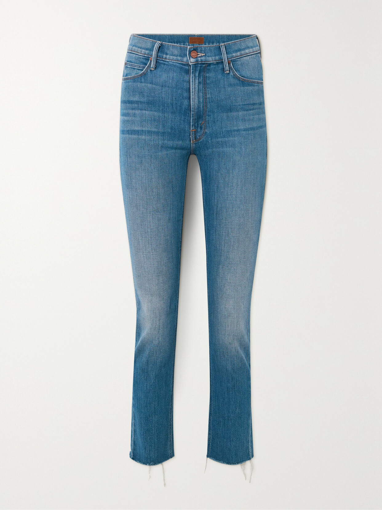 Mother + Net Sustain The Dazzler Cropped Frayed High-rise Slim-leg Jeans In Blue