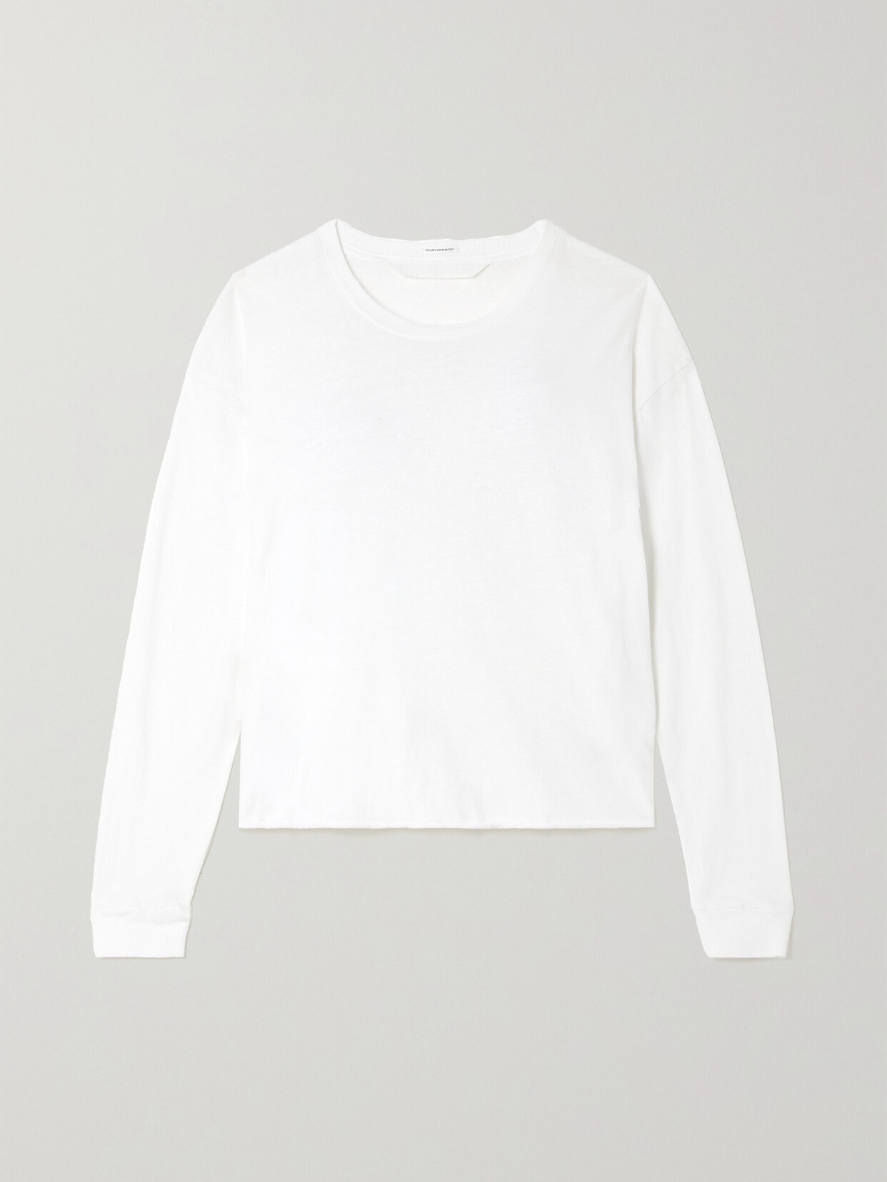 Mother - The L/s Slouchy Cut Off Cotton-jersey T-shirt - White