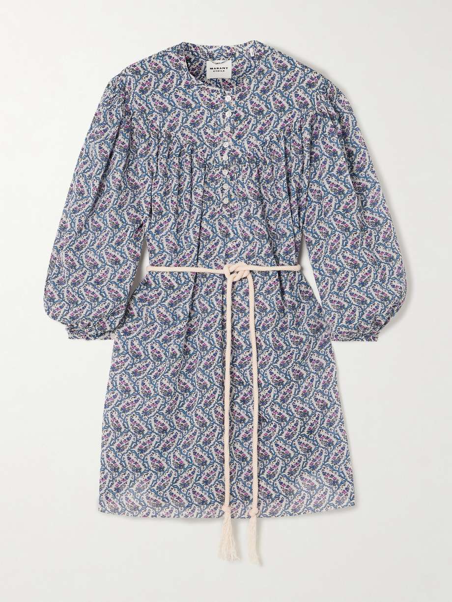kildi belted floral-print cotton-voile mini dress