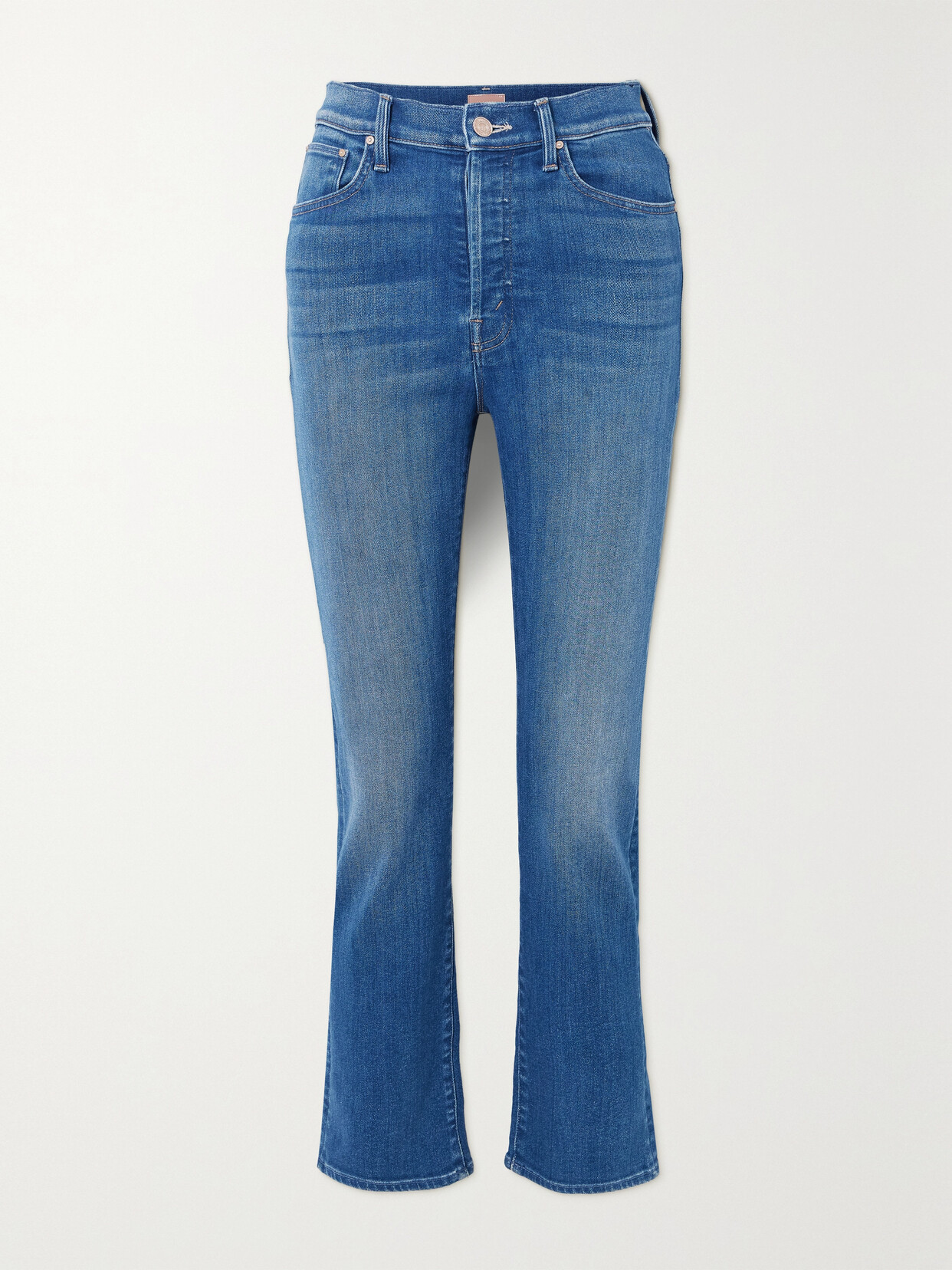 Mother + Net Sustain Hiker Hover Cropped High-rise Straight-leg Jeans In Blue