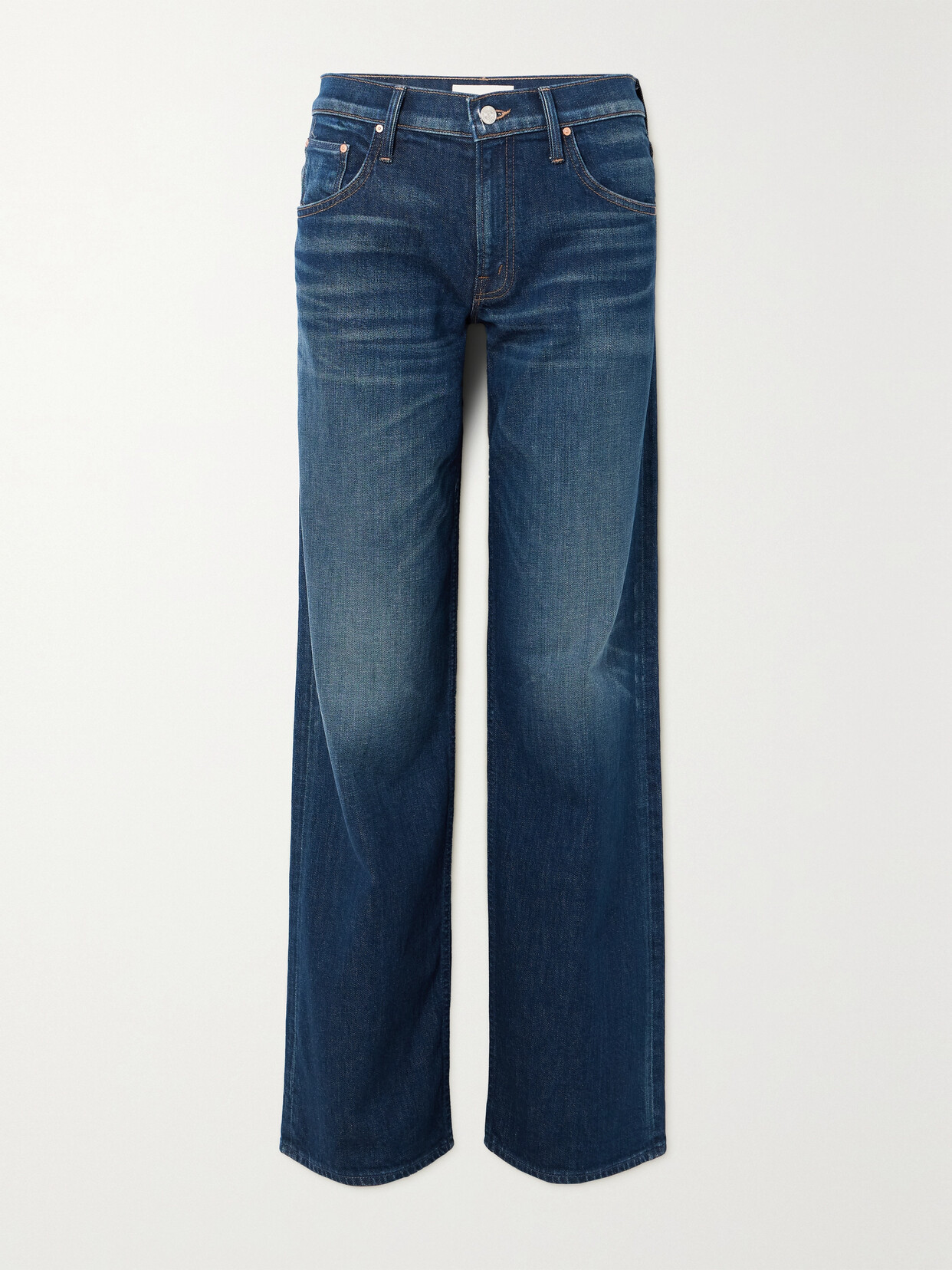 Mother The Down Low Spinner Heel Mid-rise Wide-leg Jeans In Blue