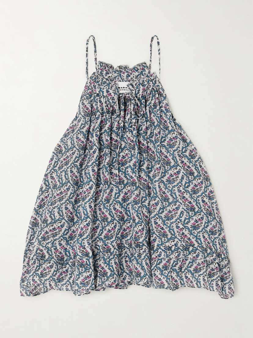 Marant Étoile Fabino Tie-detailed Ruffled Printed Cotton-voile Blouse