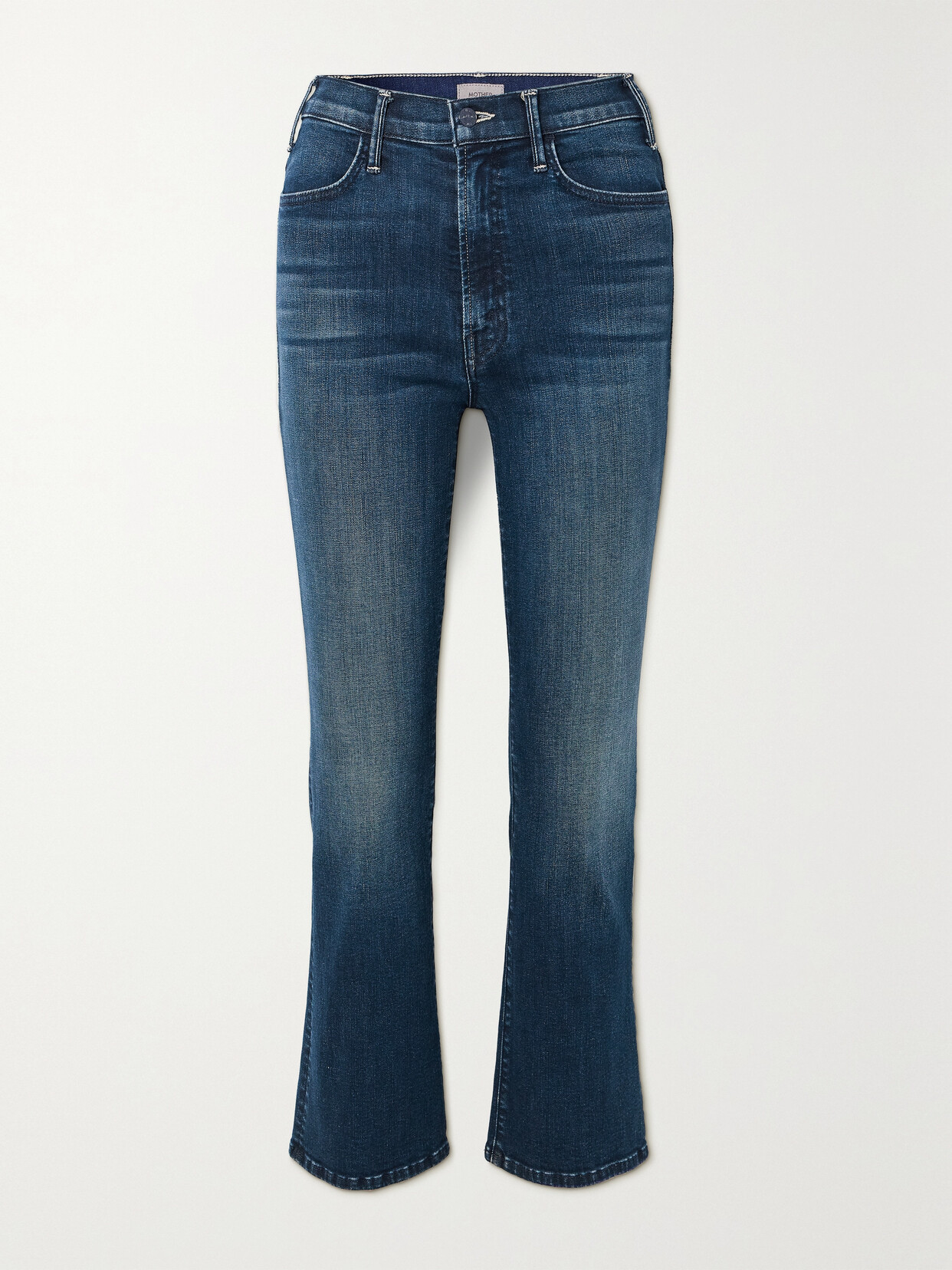 Mother The Hustler Cropped High-rise Flared Jeans In Blue