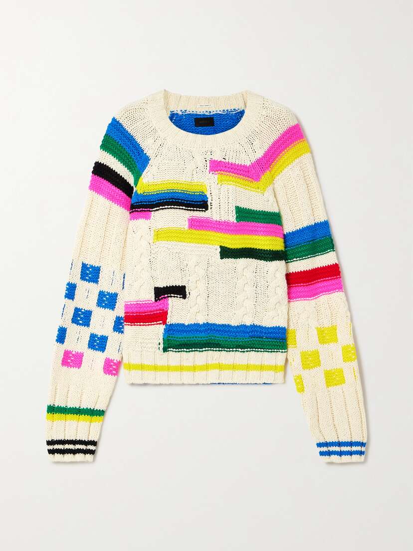 Mother The Itsy Intarsia Cable-knit Cotton-blend Sweater - x large