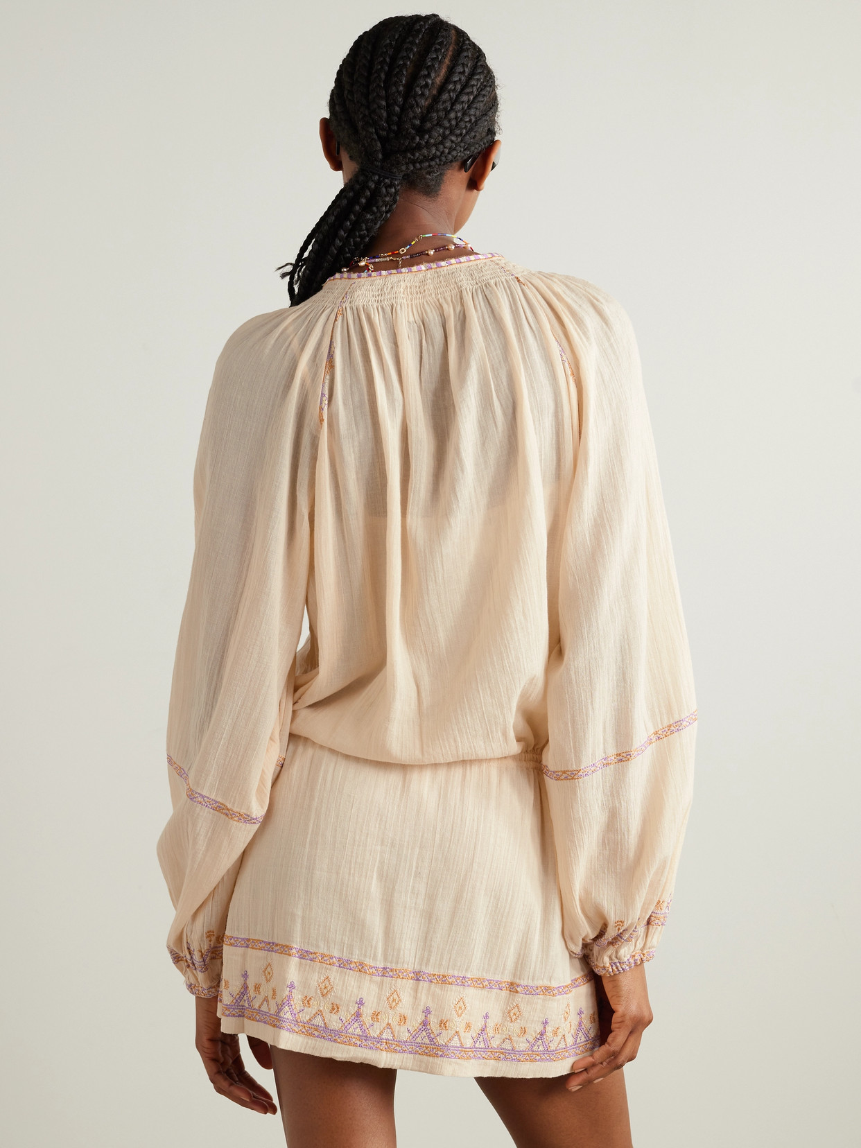 Isabel Marant Étoile Parsley Embroidered Cotton-gauze Mini Dress In Yellow