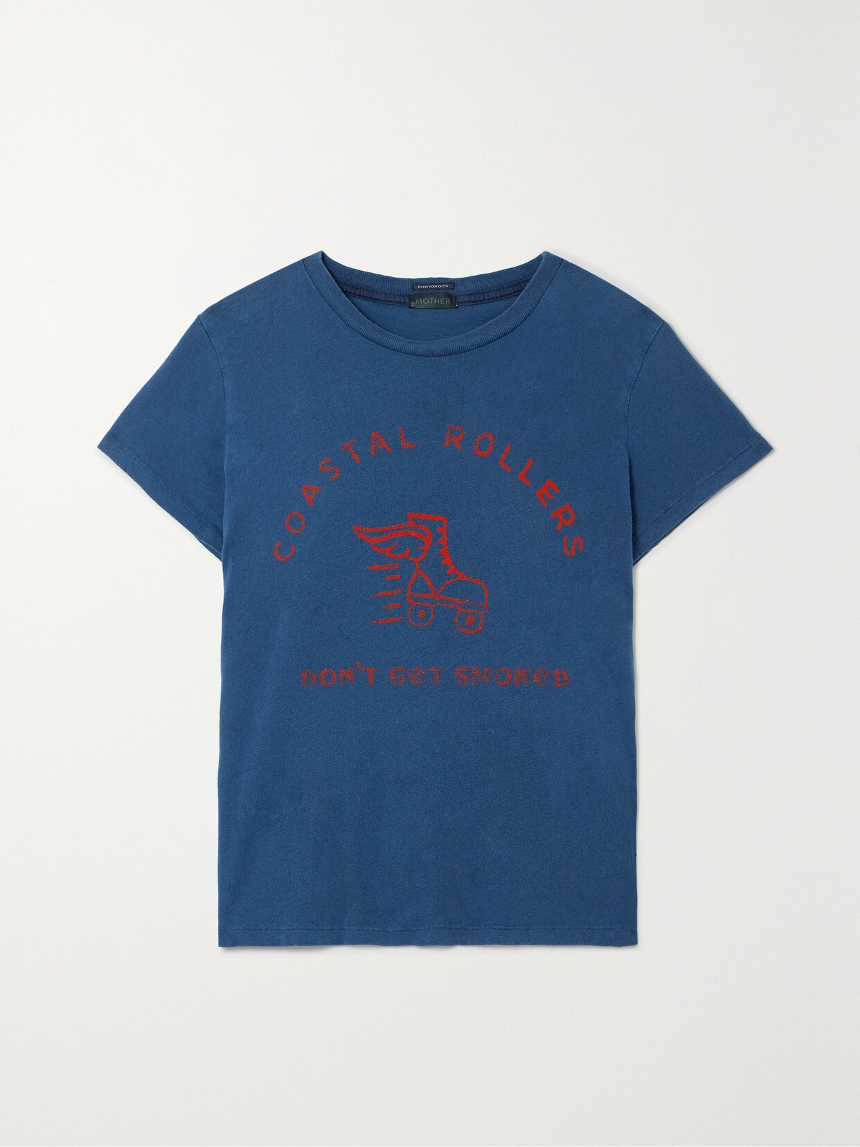 Shop Mother The Boxy Goodie Goodie Printed Cotton-jersey T-shirt In Blue