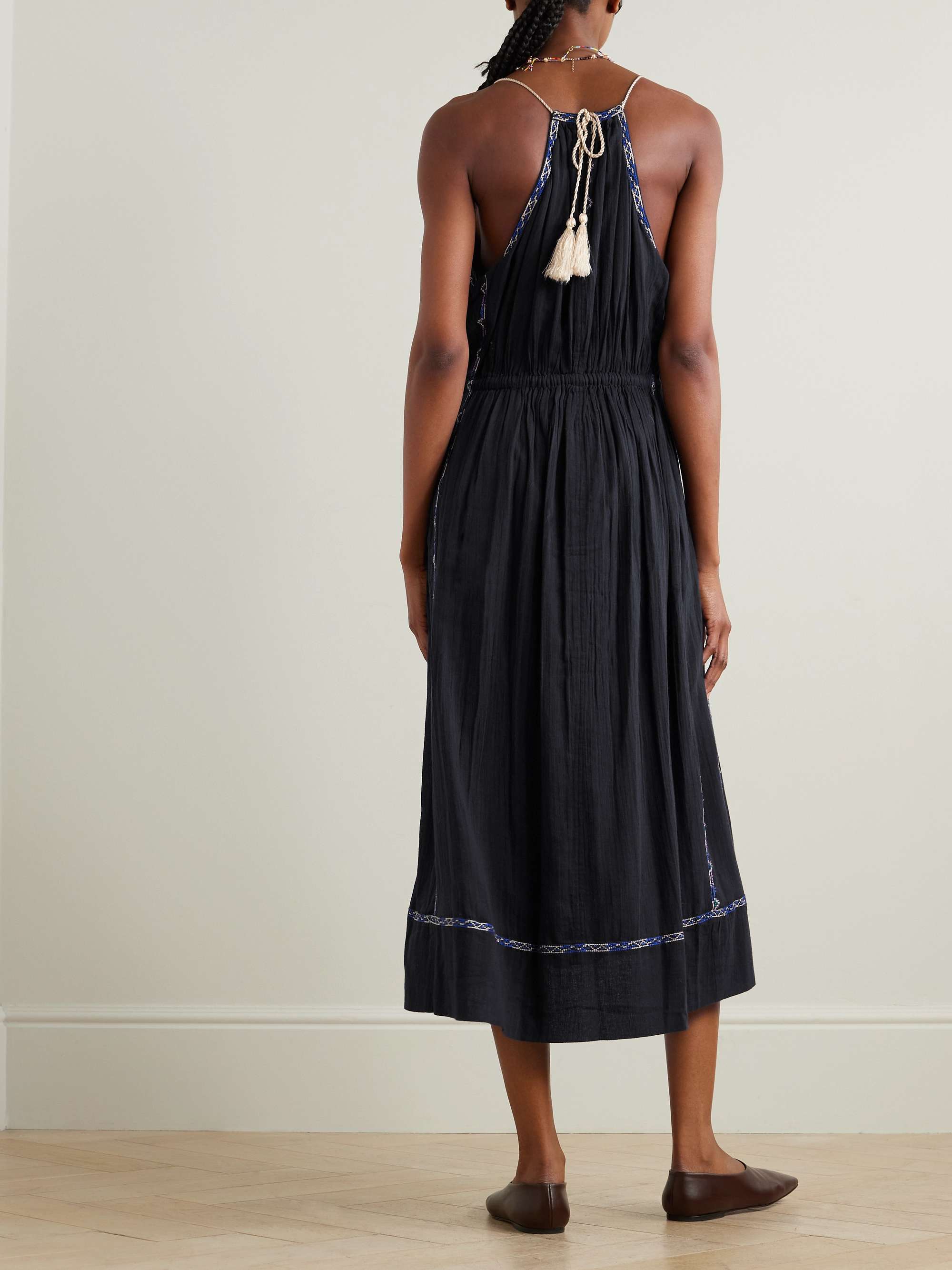 Koton Off-the-Shoulder Midi Dress With Belted Waist, Textured