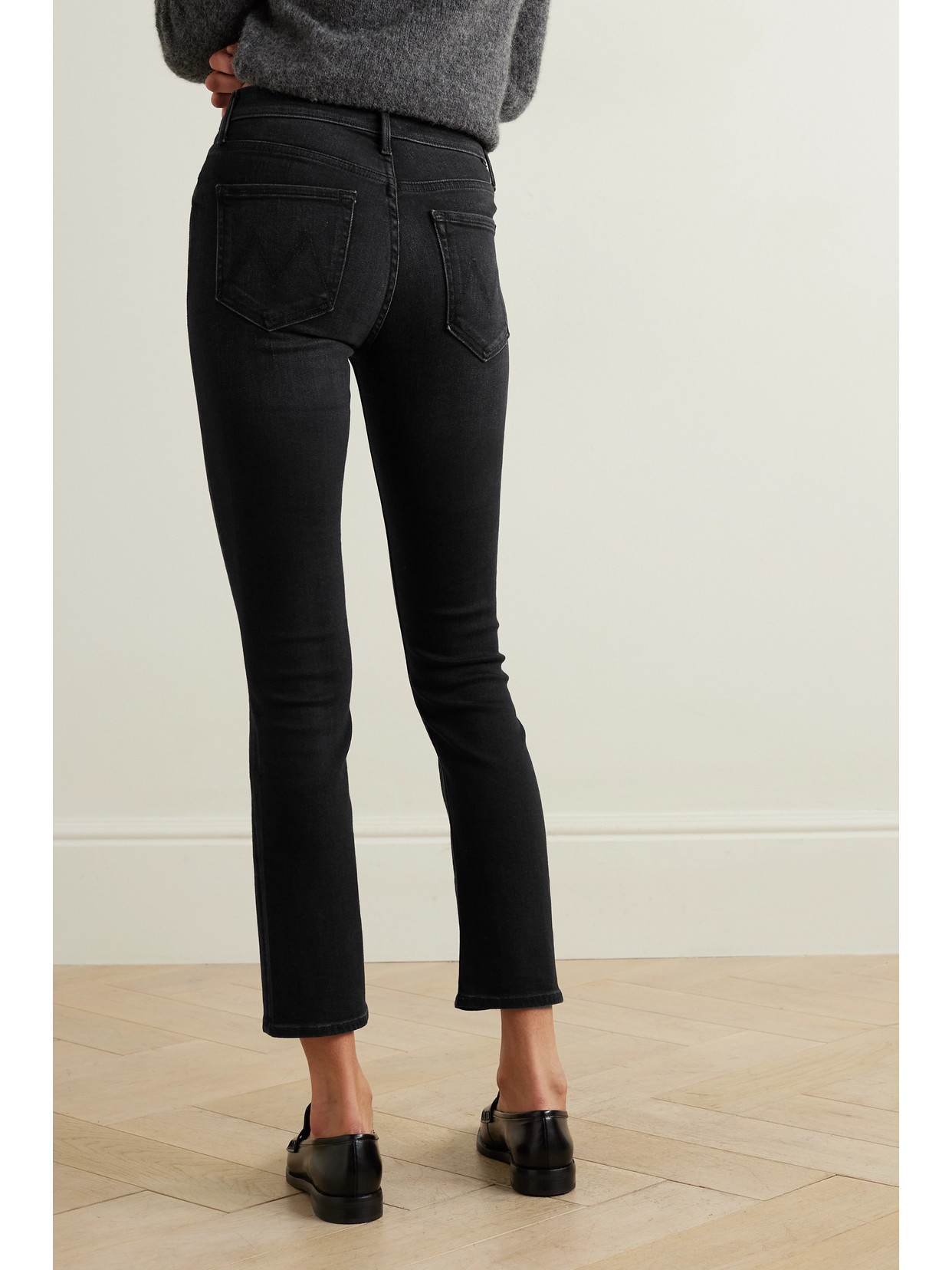 Shop Mother + Net Sustain The Dazzler Ankle Mid-rise Slim-leg Jeans In Black