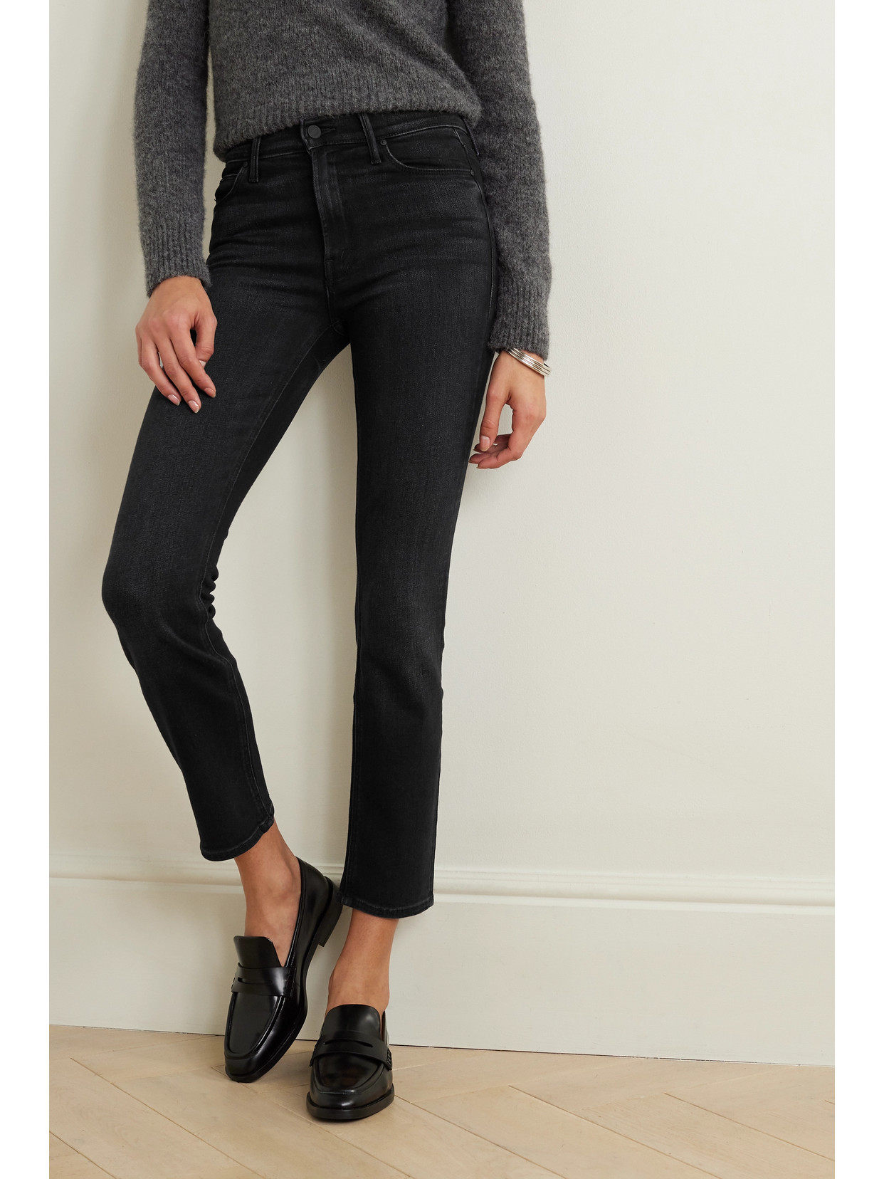 Mother The Dazzler High-rise Slim-leg Jeans In Black