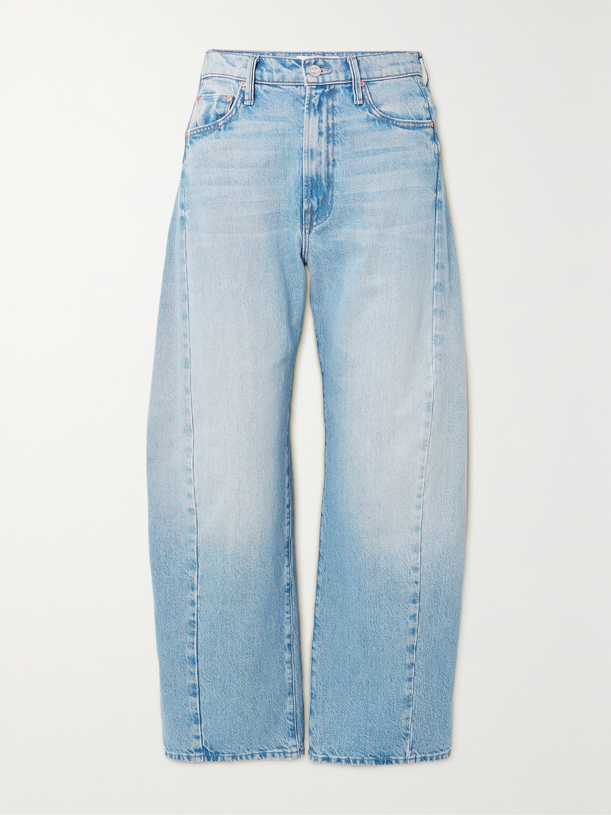 Shop Mother + Net Sustain The Half Pipe Sneak Cropped High-rise Wide-leg Jeans In Blue