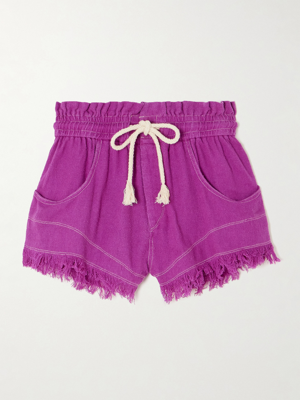 Marant Etoile Talapiz Frayed Silk Shorts In Purple