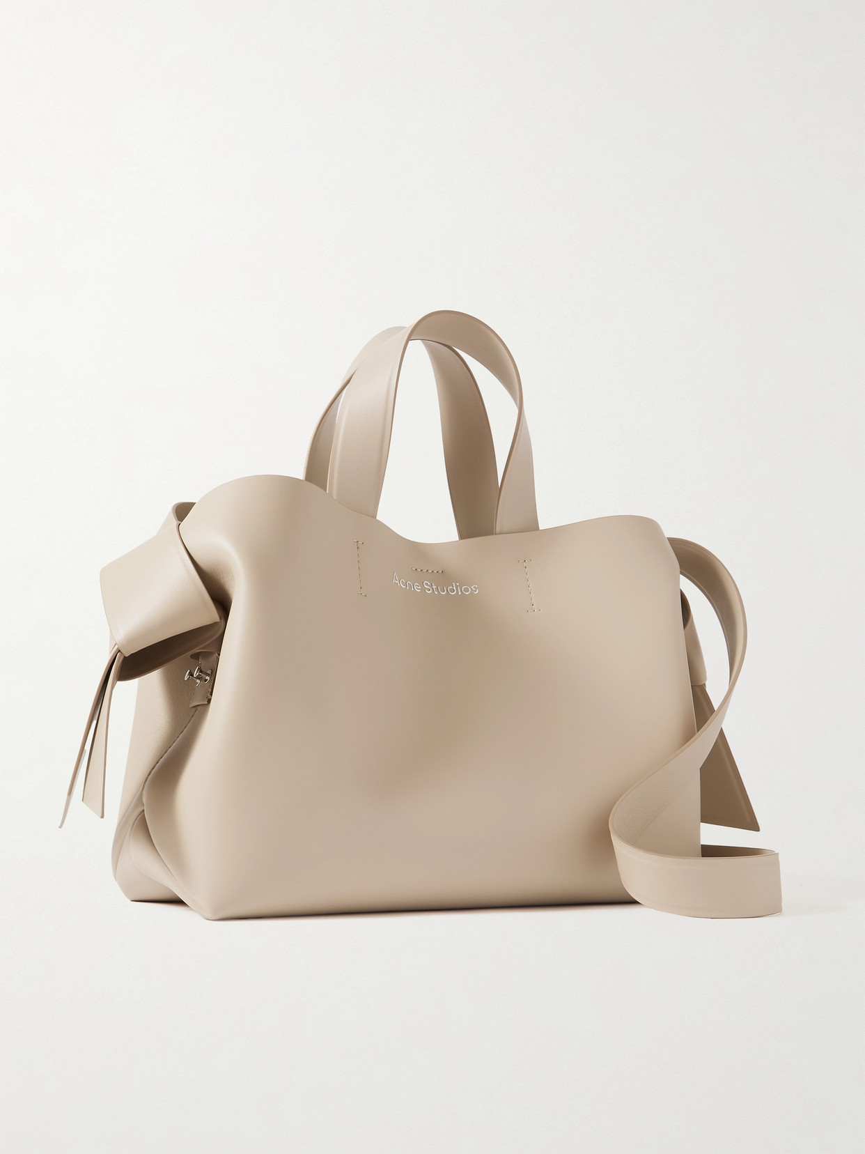 Acne Studios Musubi Knotted Leather Tote In Neutrals