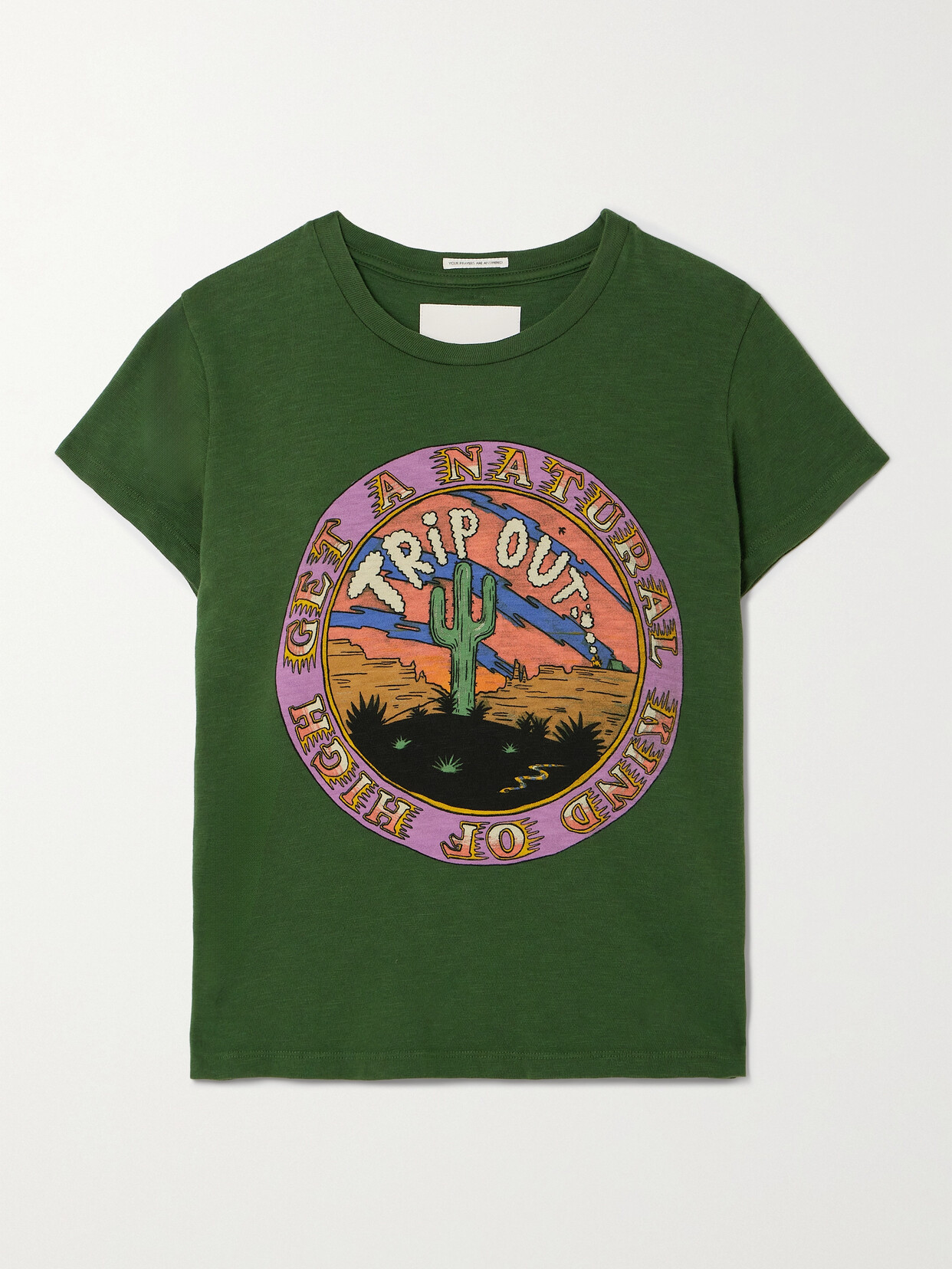 Shop Mother The Sinful Printed Cotton-jersey T-shirt In Green