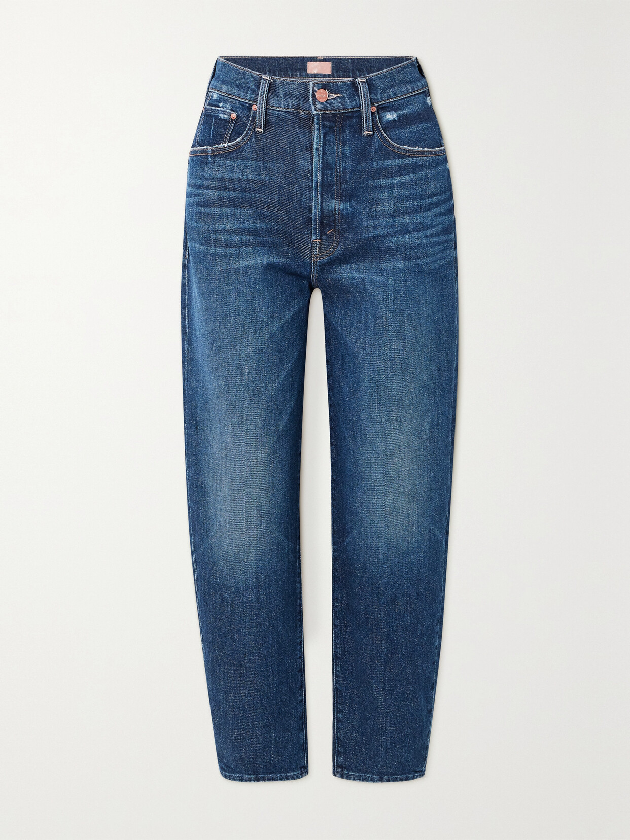 MOTHER | The Curbside Flood Frayed Cropped High-Rise Tapered Jeans