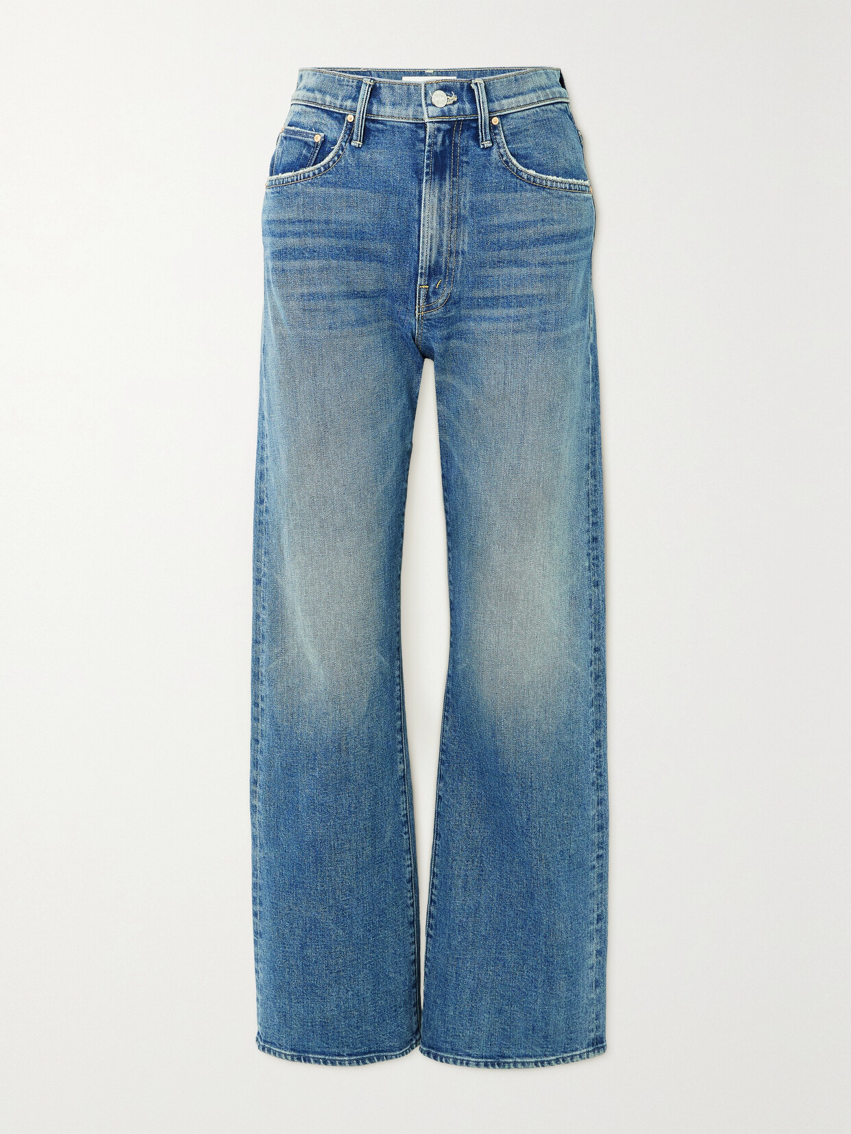 Shop Mother + Net Sustain The Lasso Sneak High-rise Wide-leg Jeans In Blue