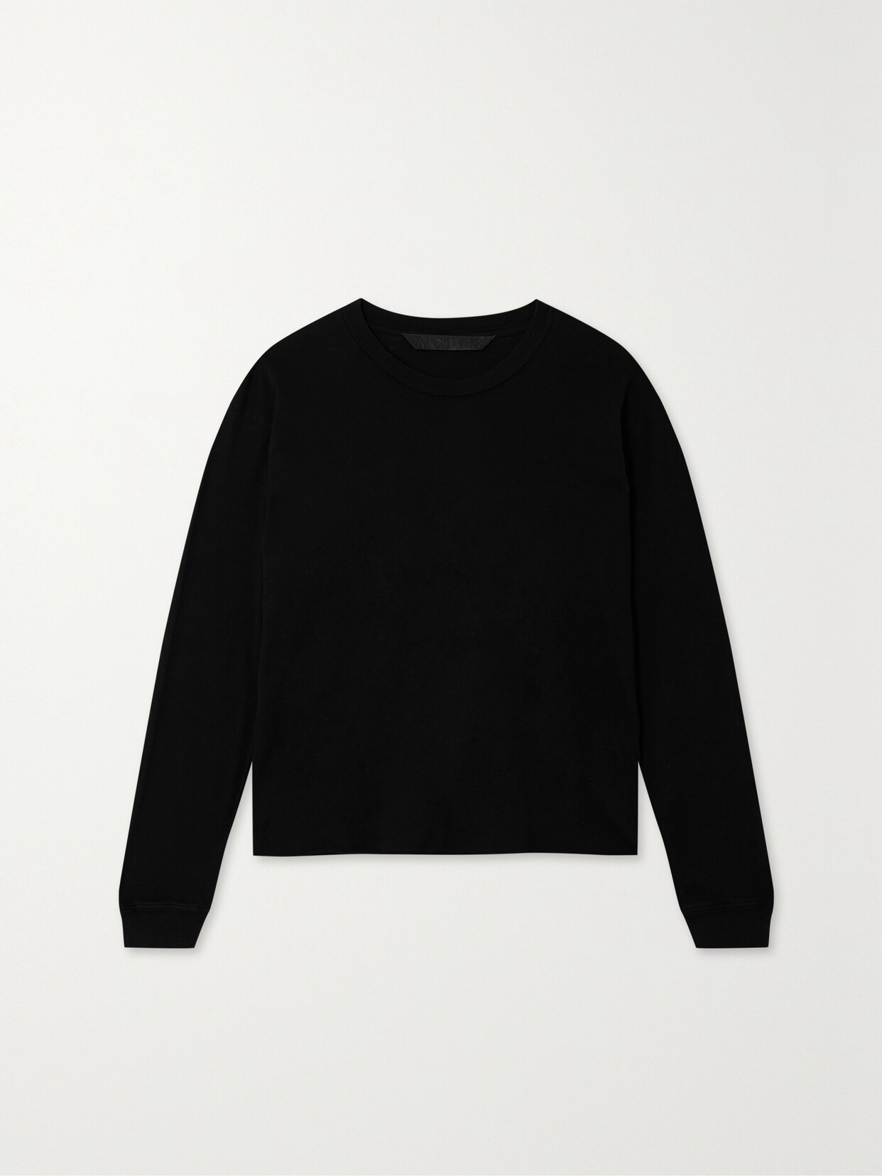 Mother The L/s Slouchy Cut Off Cotton-jersey T-shirt In Black