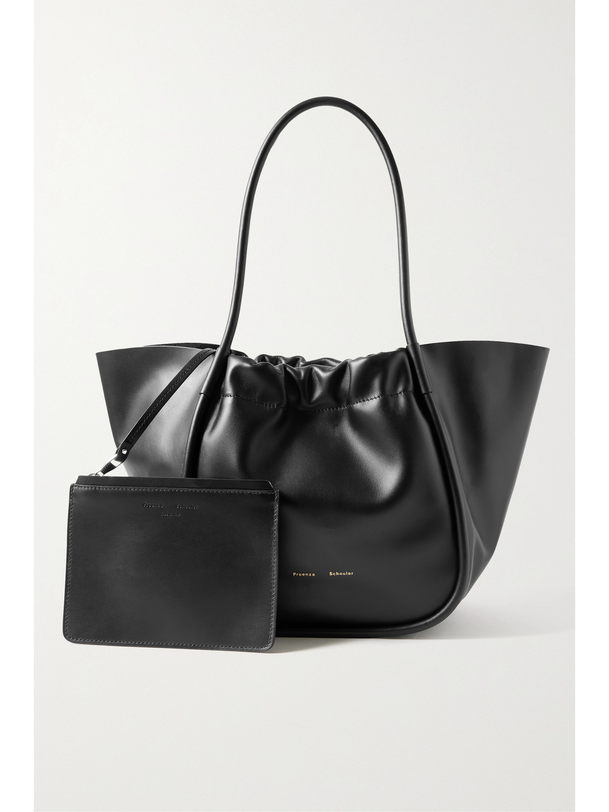 Proenza Schouler Ruched Large Leather Tote In Black