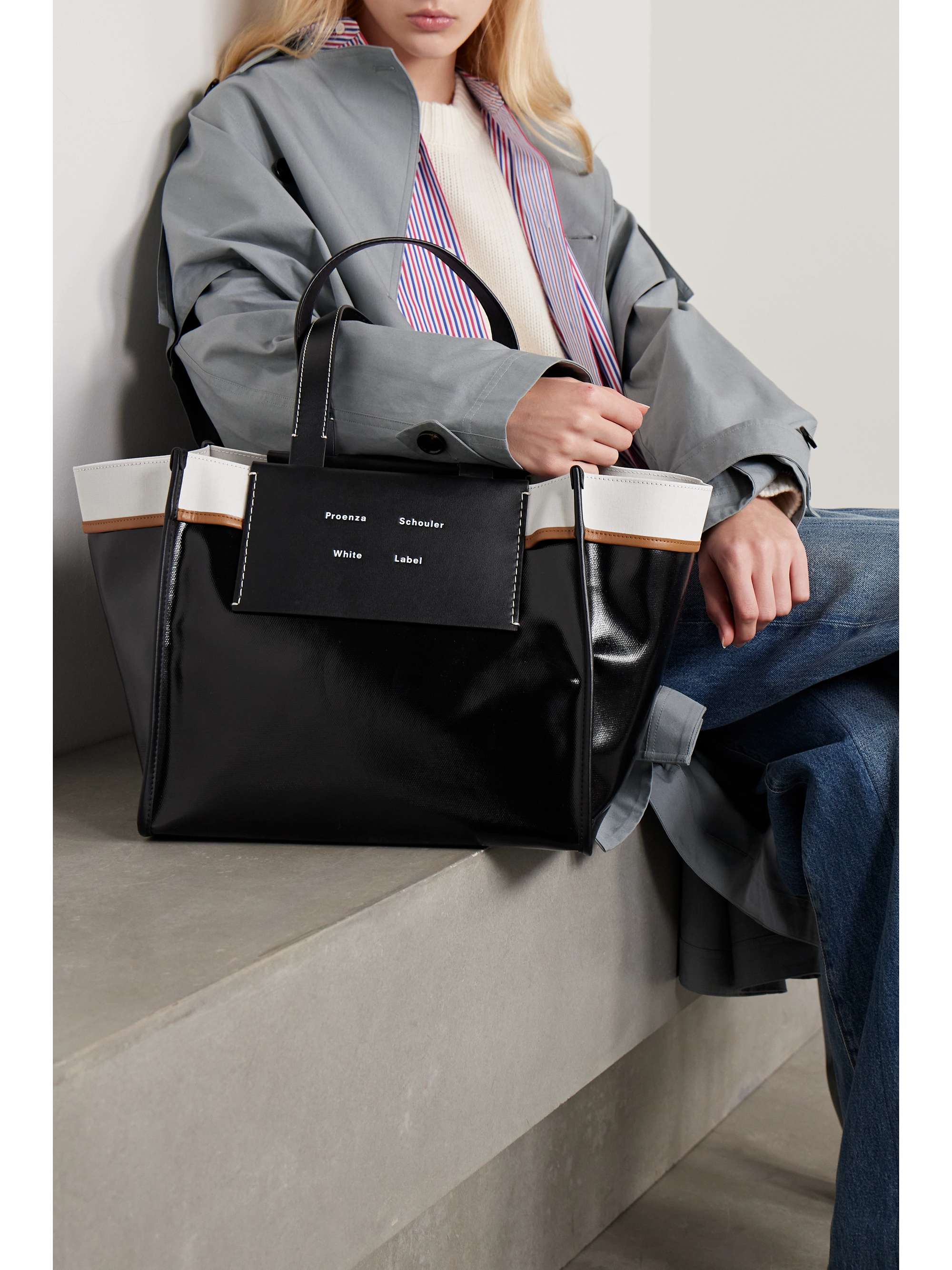 PROENZA SCHOULER WHITE LABEL Large Morris leather-trimmed coated-canvas tote