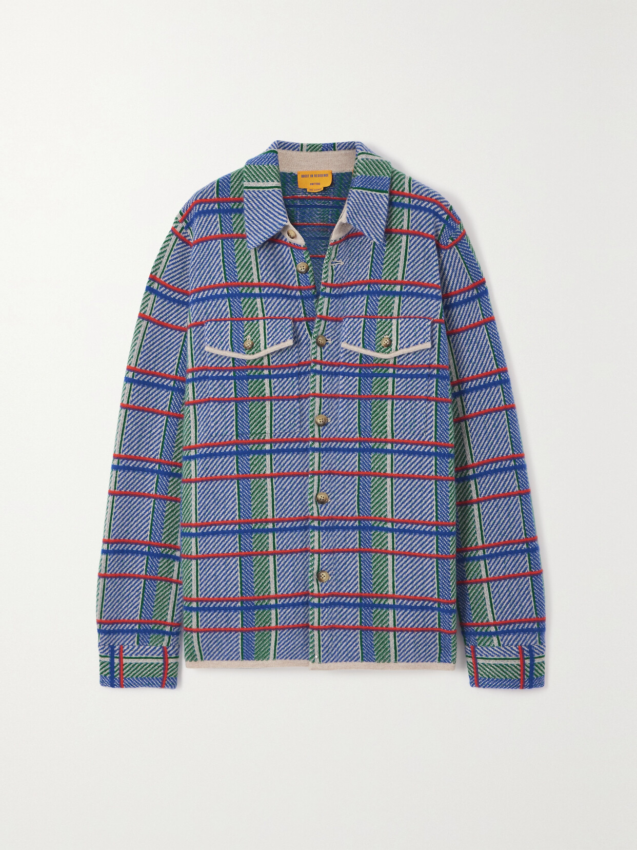 Guest In Residence - Checked Cashmere Overshirt - Blue