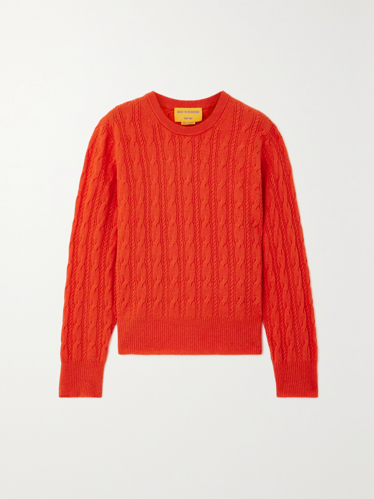 Guest In Residence Twin Cable Crew Sweater In Cherry